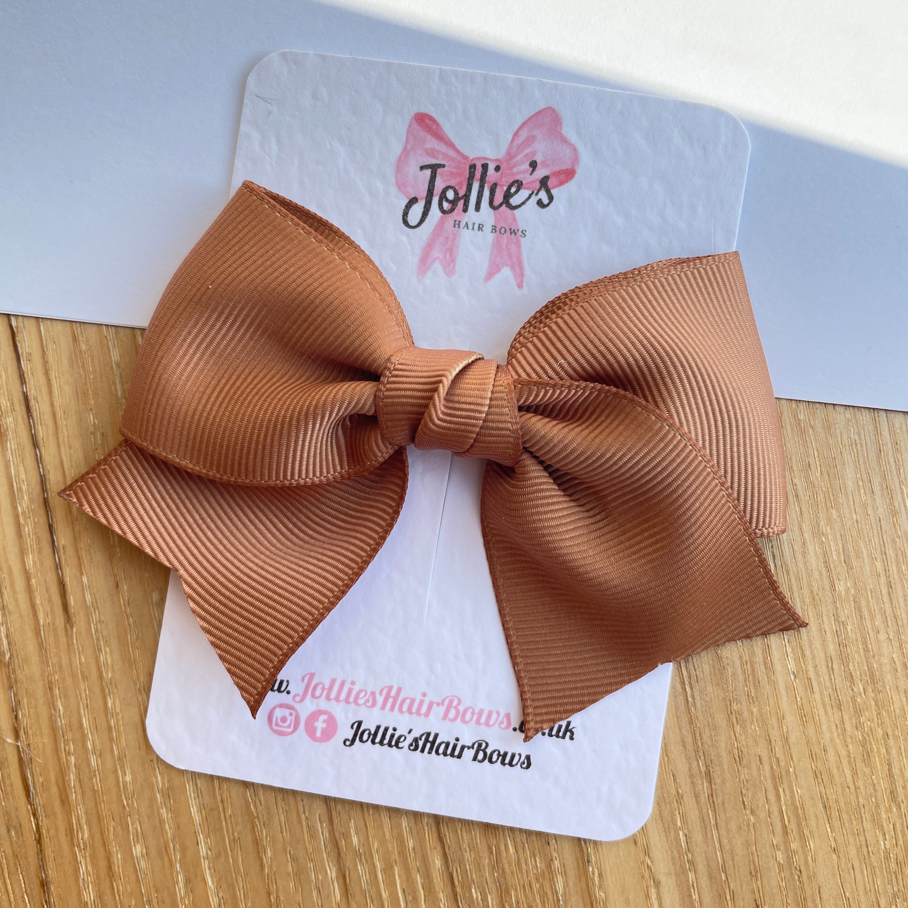 4inch Ribbon Bow with Clip - Chipmunk