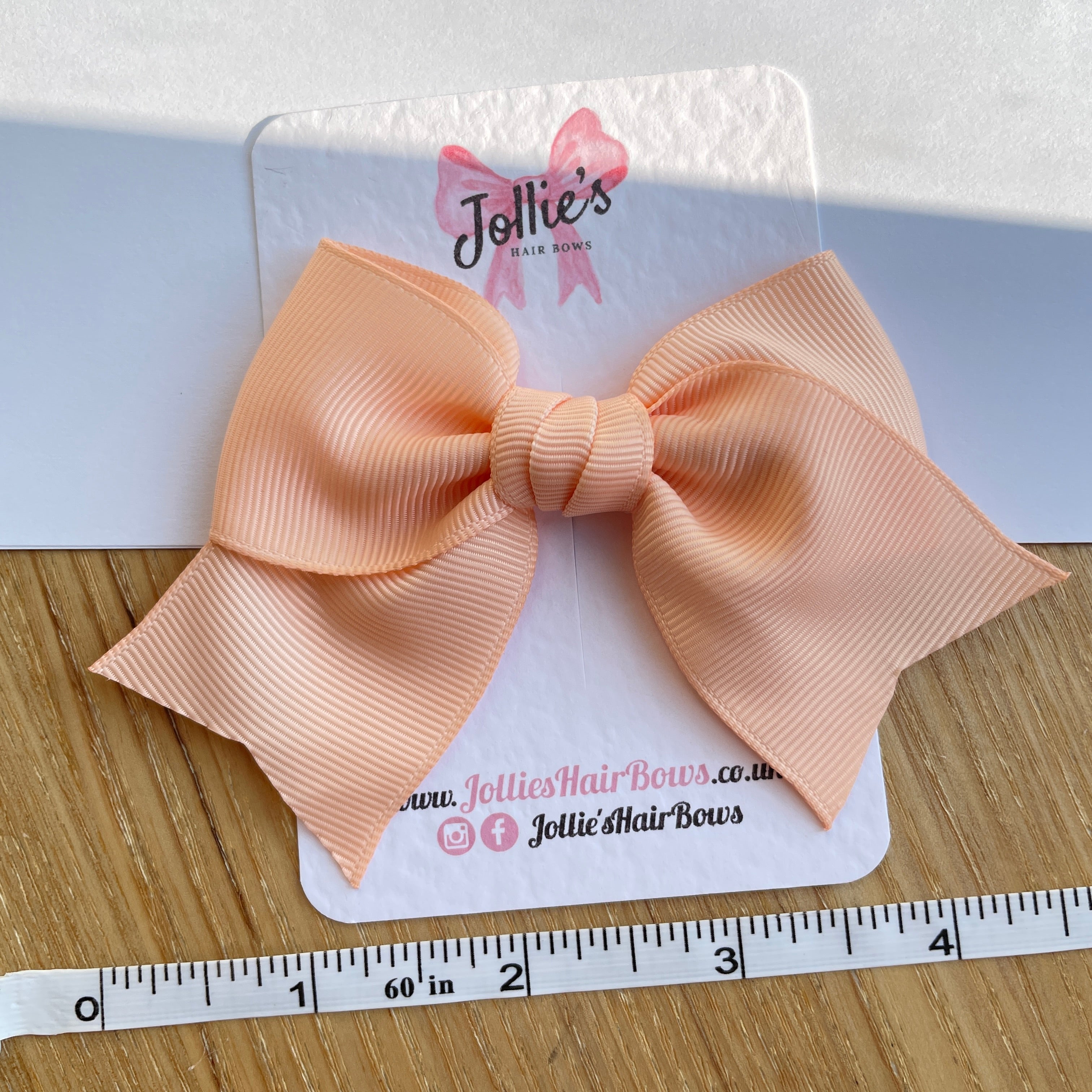 4inch Ribbon Bow with Clip - Petal Peach