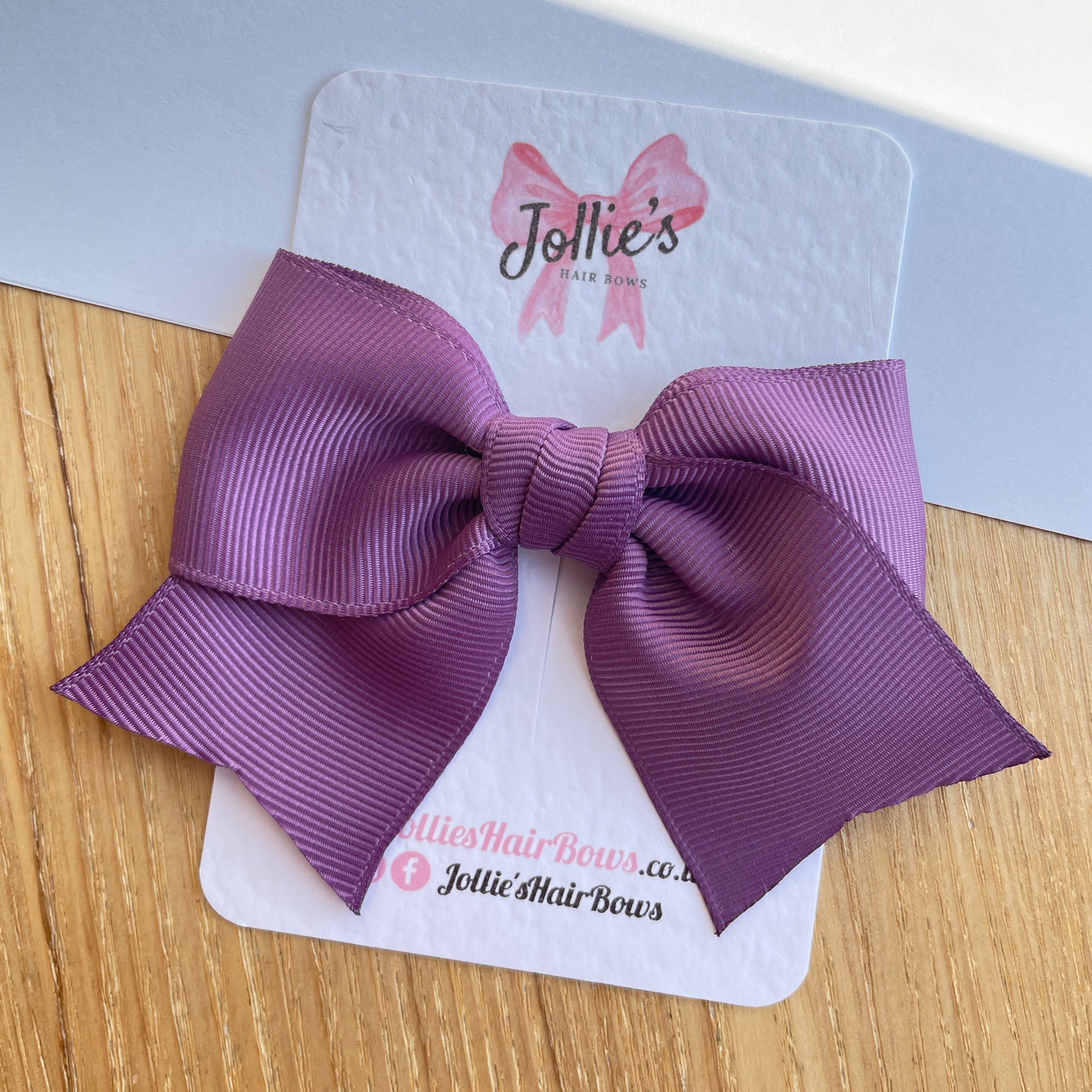 4inch Ribbon Bow with Clip - Amethyst