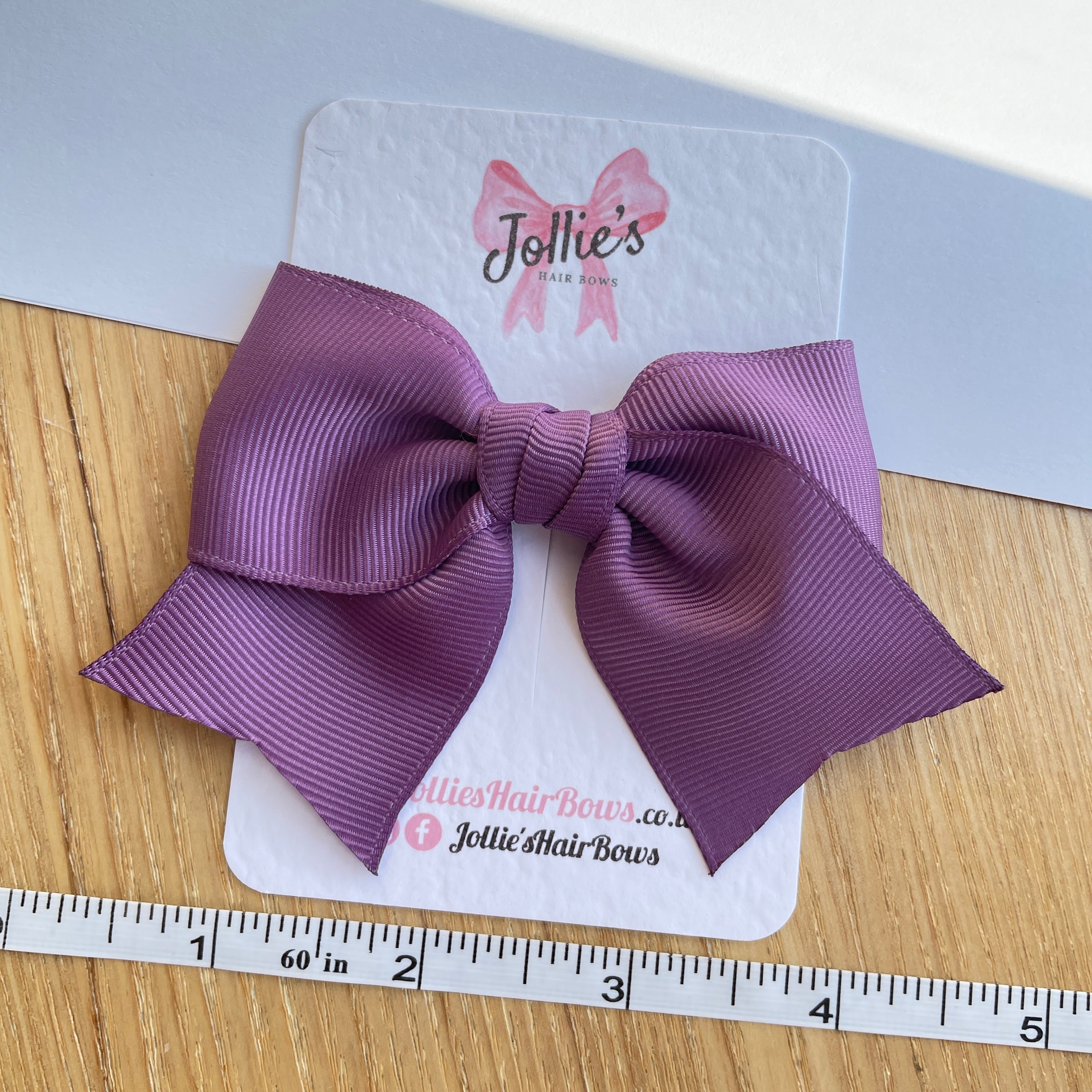 4inch Ribbon Bow with Clip - Amethyst