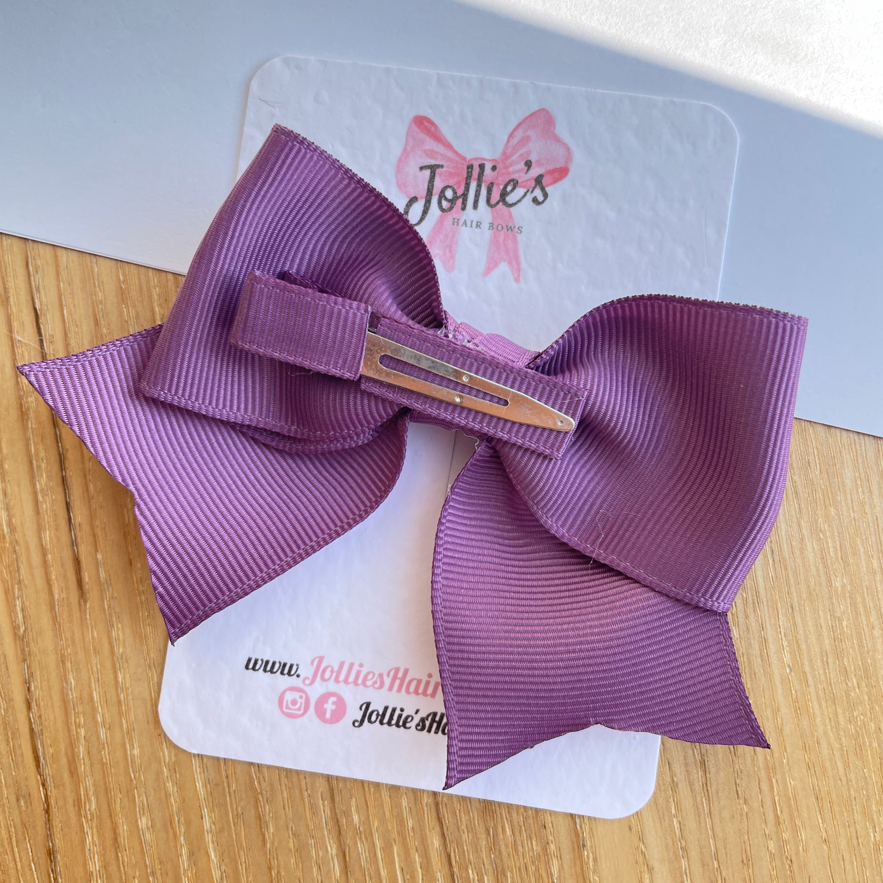 4inch Ribbon Bow with Clip - Amethyst