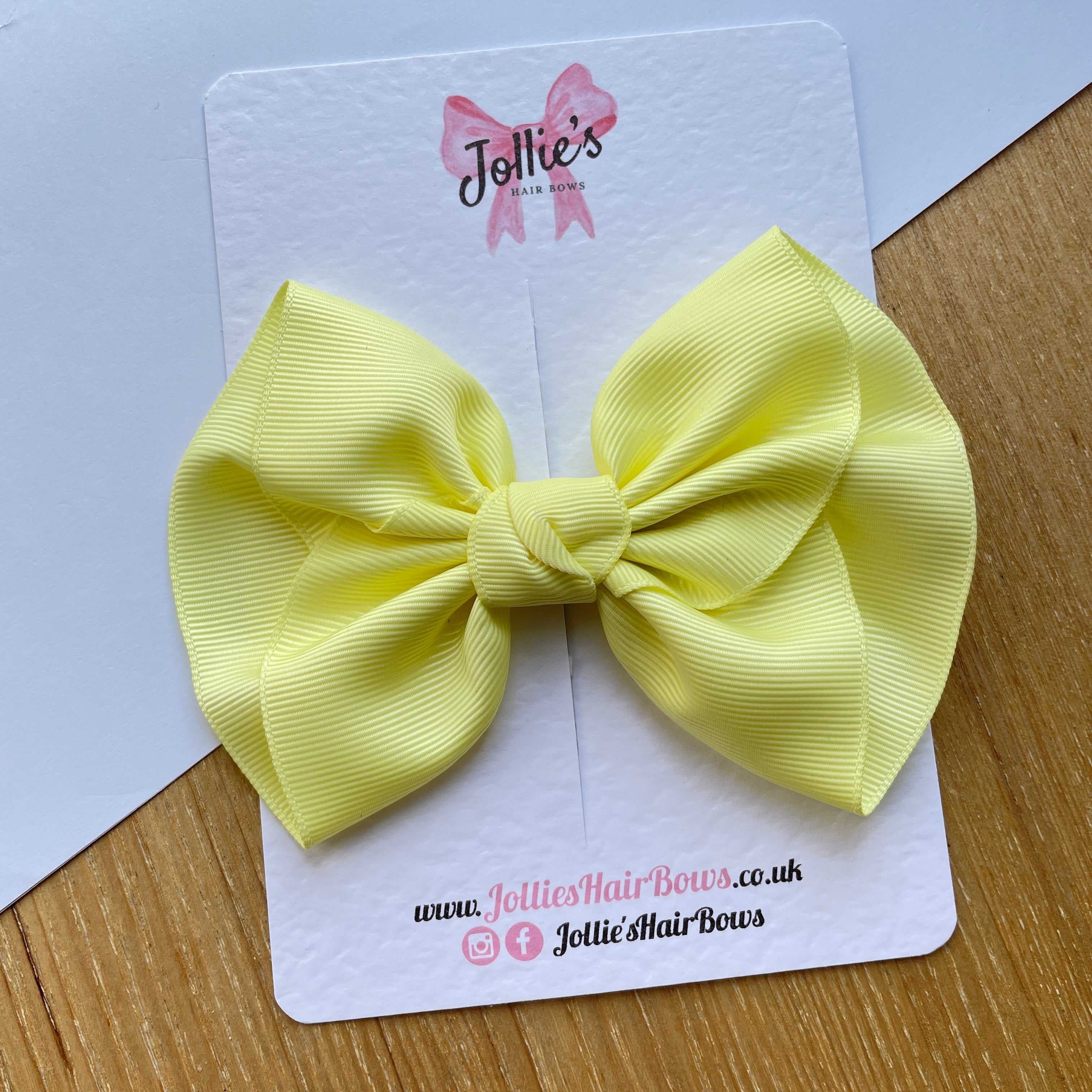 4.5inch Frown Bow with Clip - Baby Maize