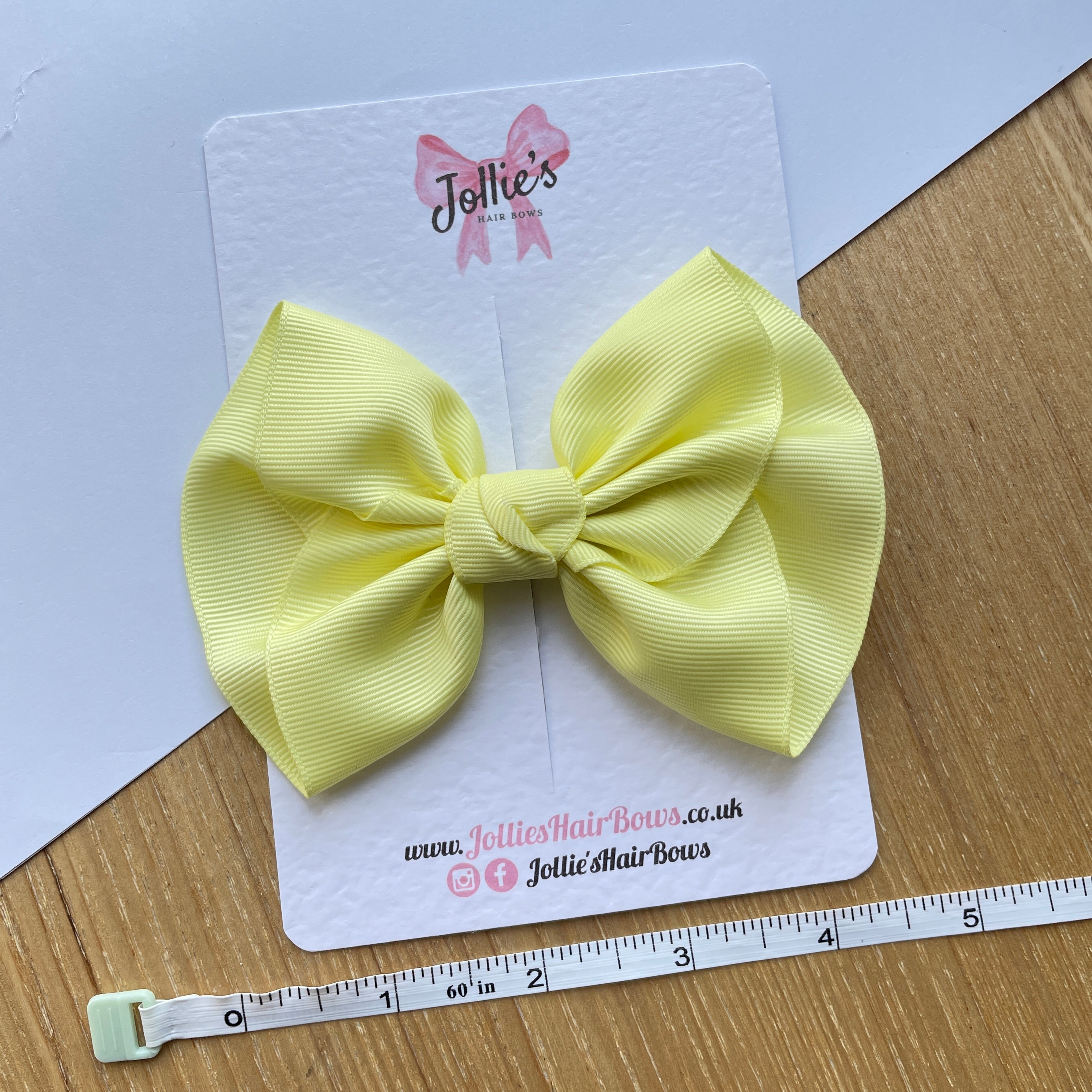 4.5inch Frown Bow with Clip - Baby Maize