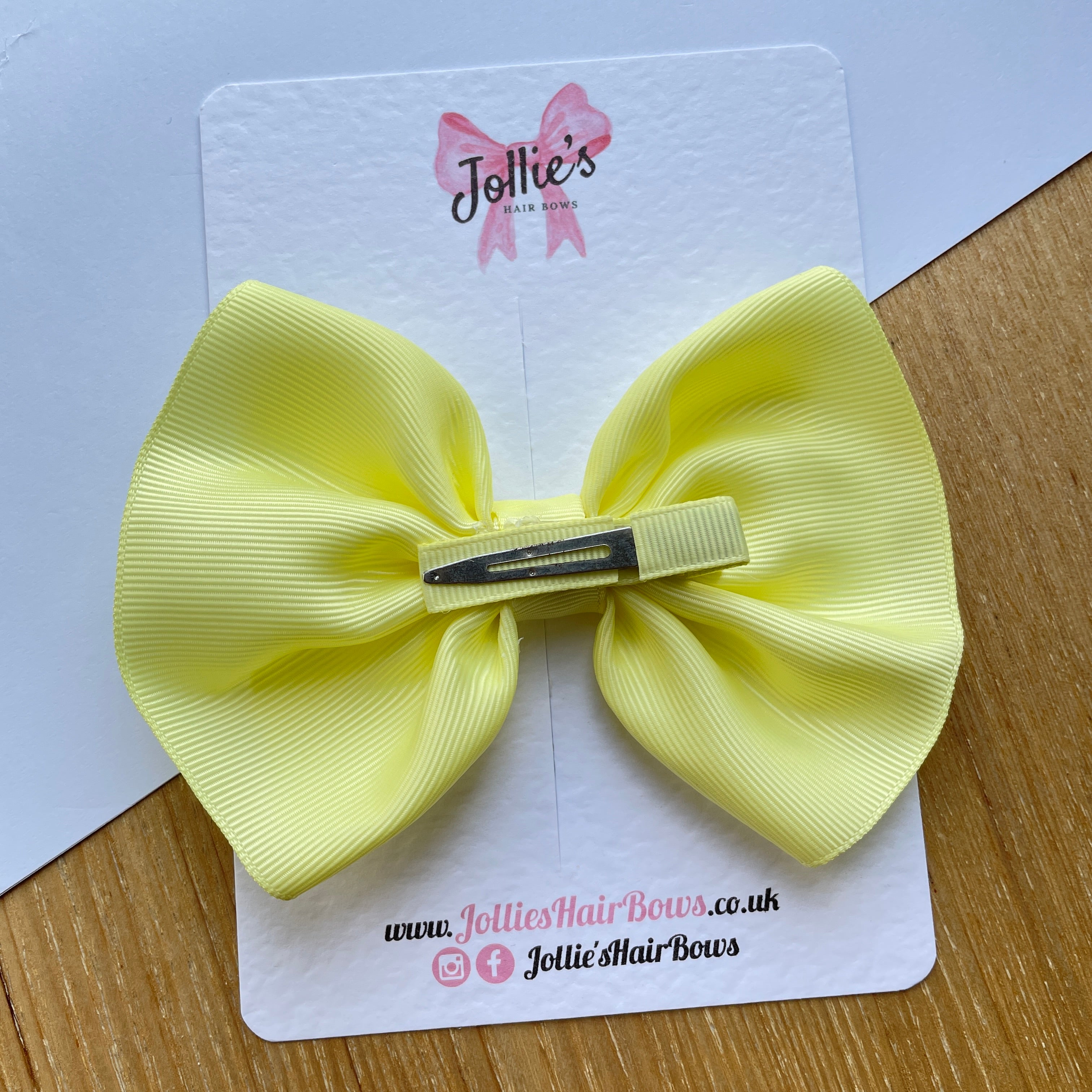 4.5inch Frown Bow with Clip - Baby Maize