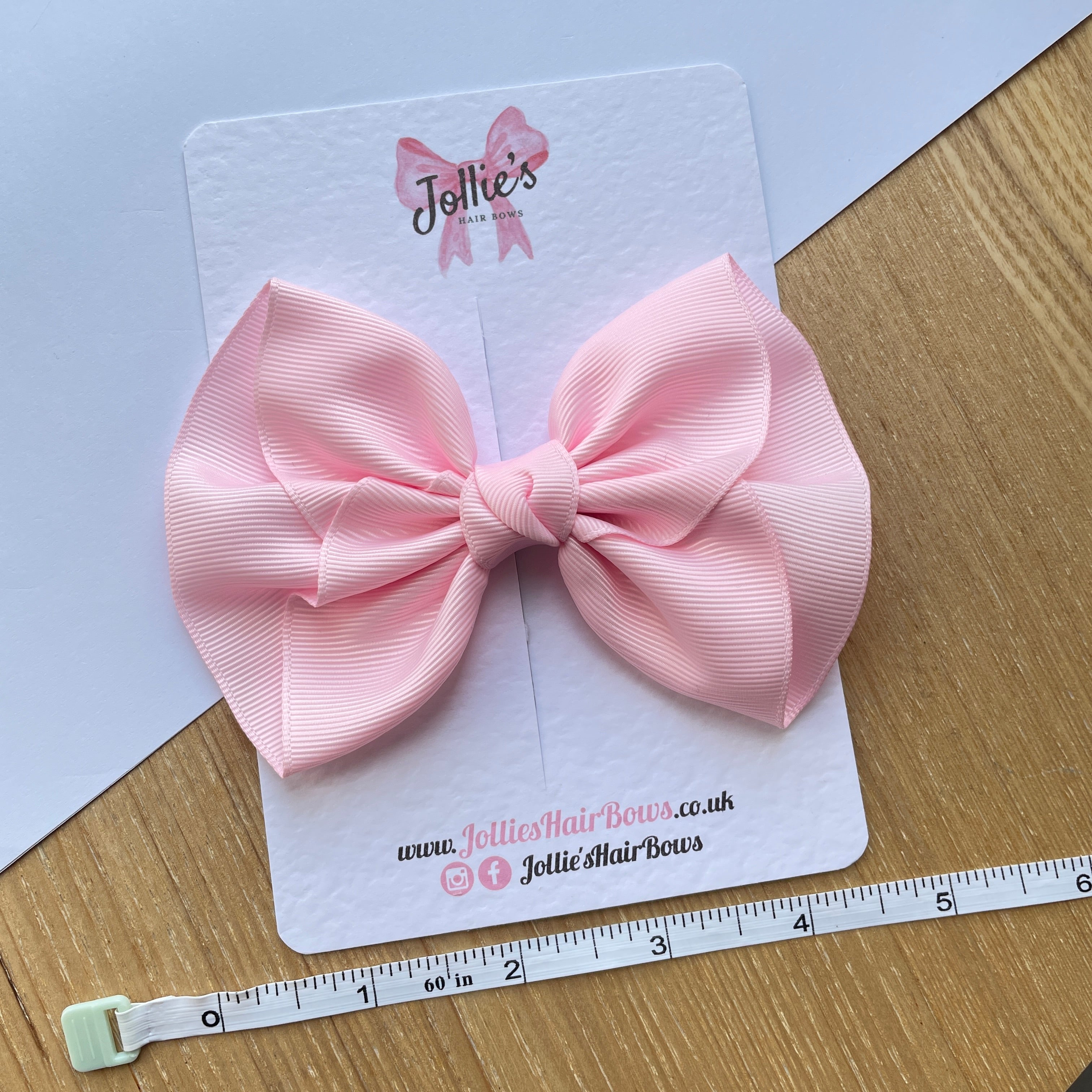 4.5inch Frown Bow with Clip - Pearl Pink