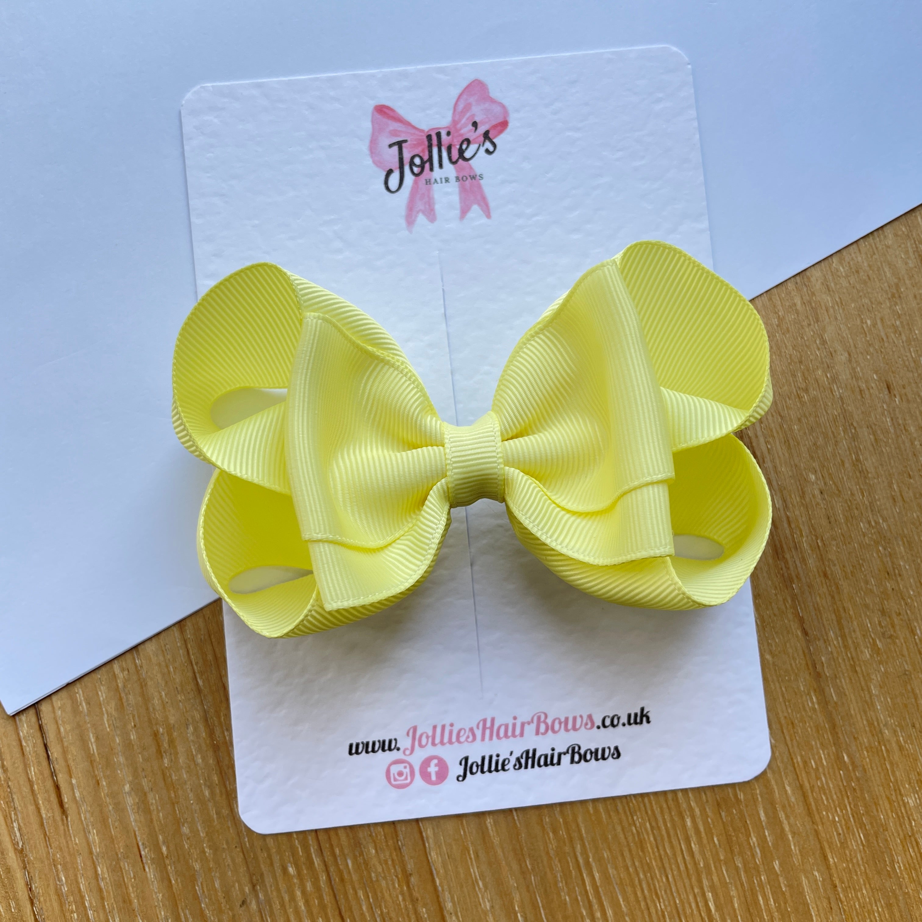 4.5inch Boutique Bow with Clip - Baby Maize