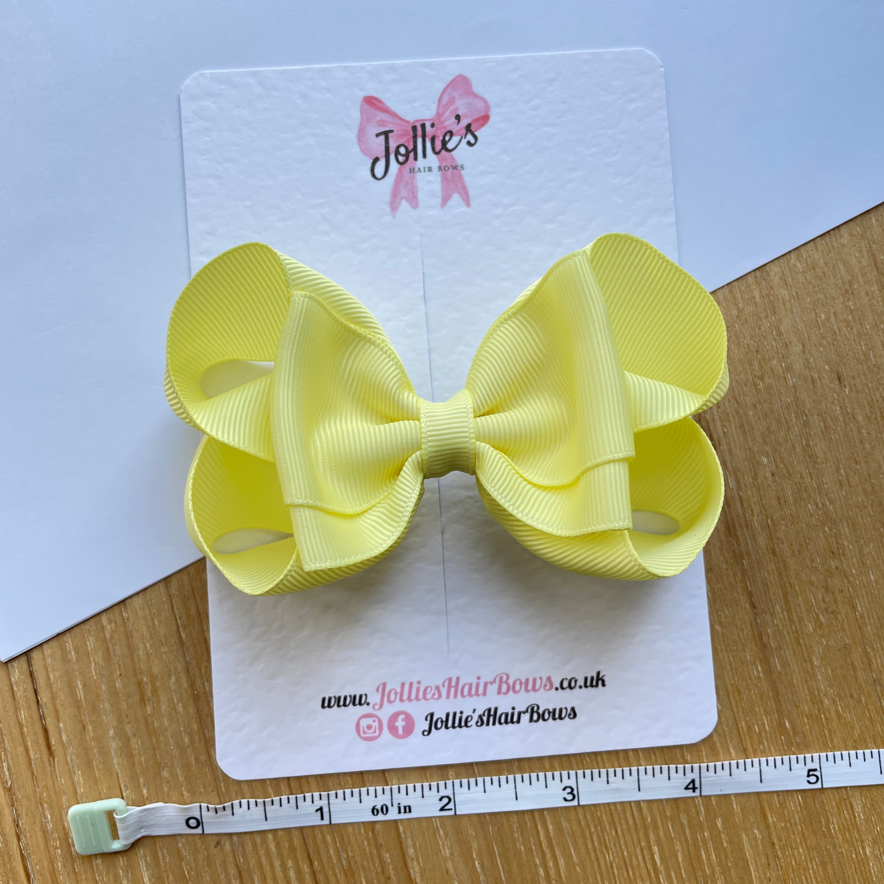 4.5inch Boutique Bow with Clip - Baby Maize