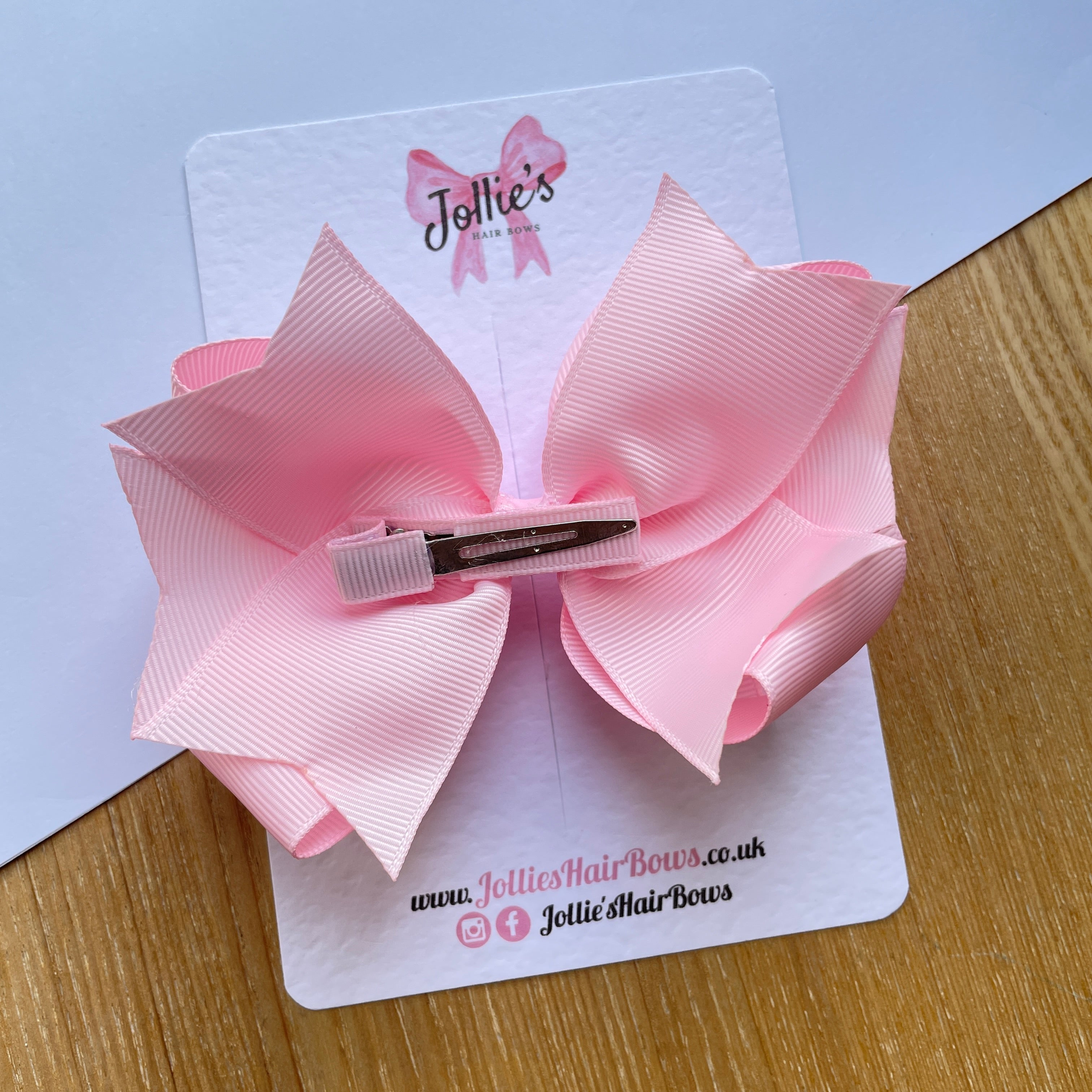 4.5inch Butterfly Bow with Clip - Pearl Pink