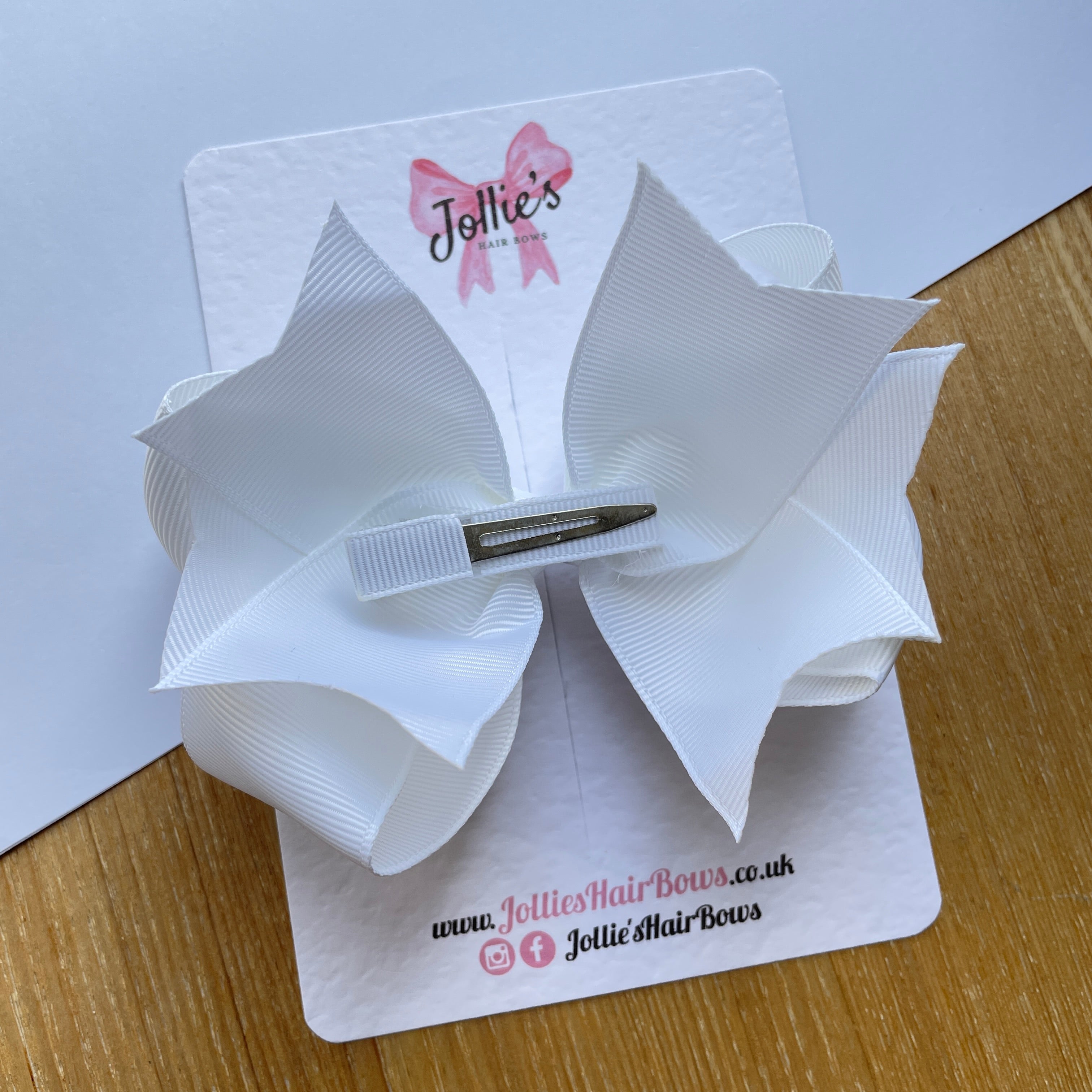 4.5inch Butterfly Bow with Clip - White