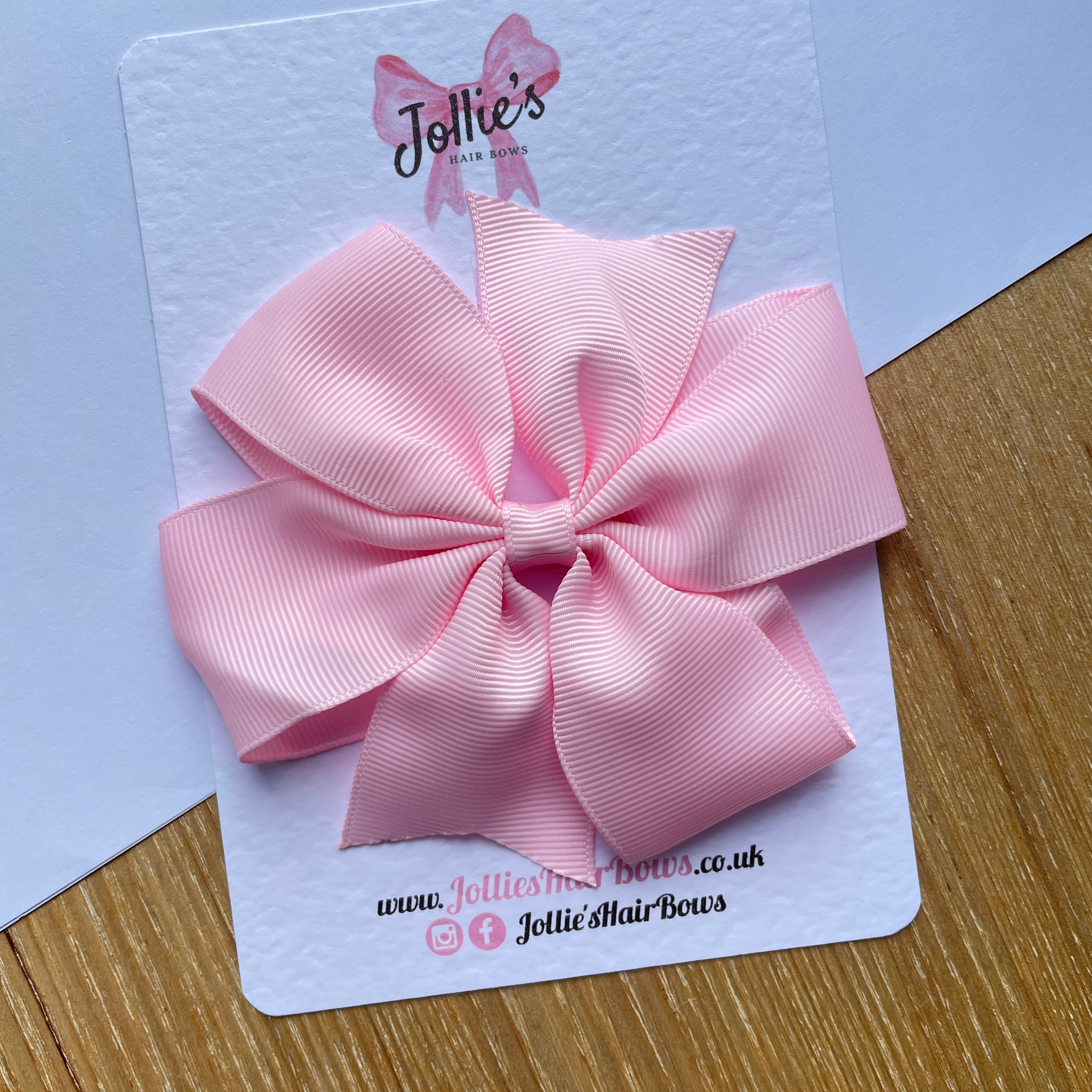 4inch Pinwheel Bow with Clip - Pearl Pink