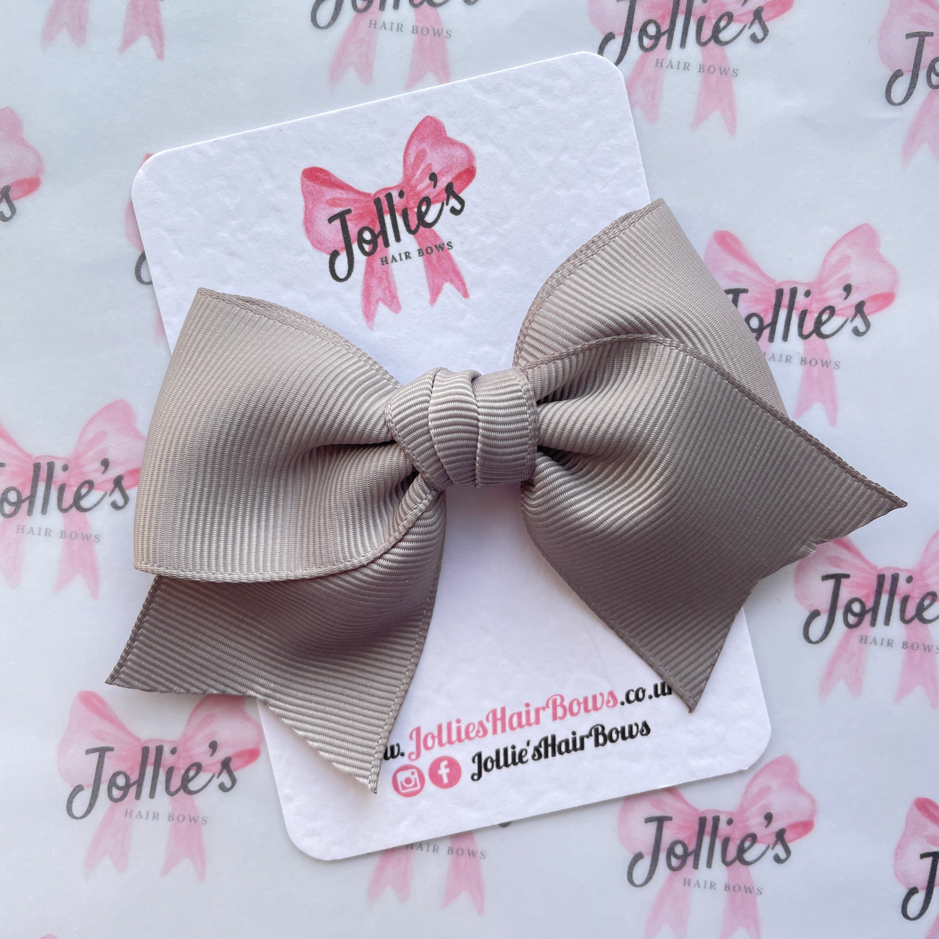 4inch Ribbon Bow with Clip - Silver