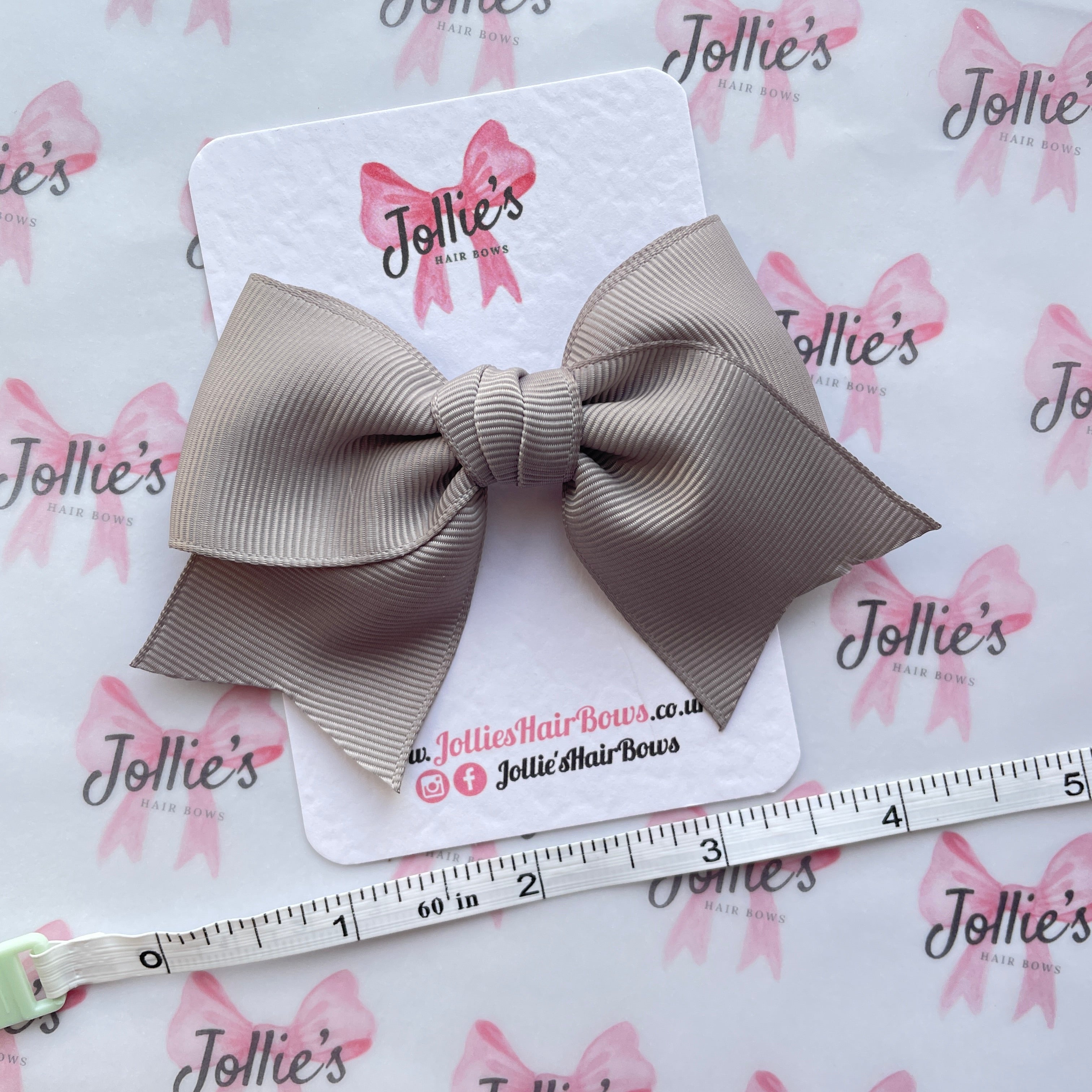 4inch Ribbon Bow with Clip - Silver