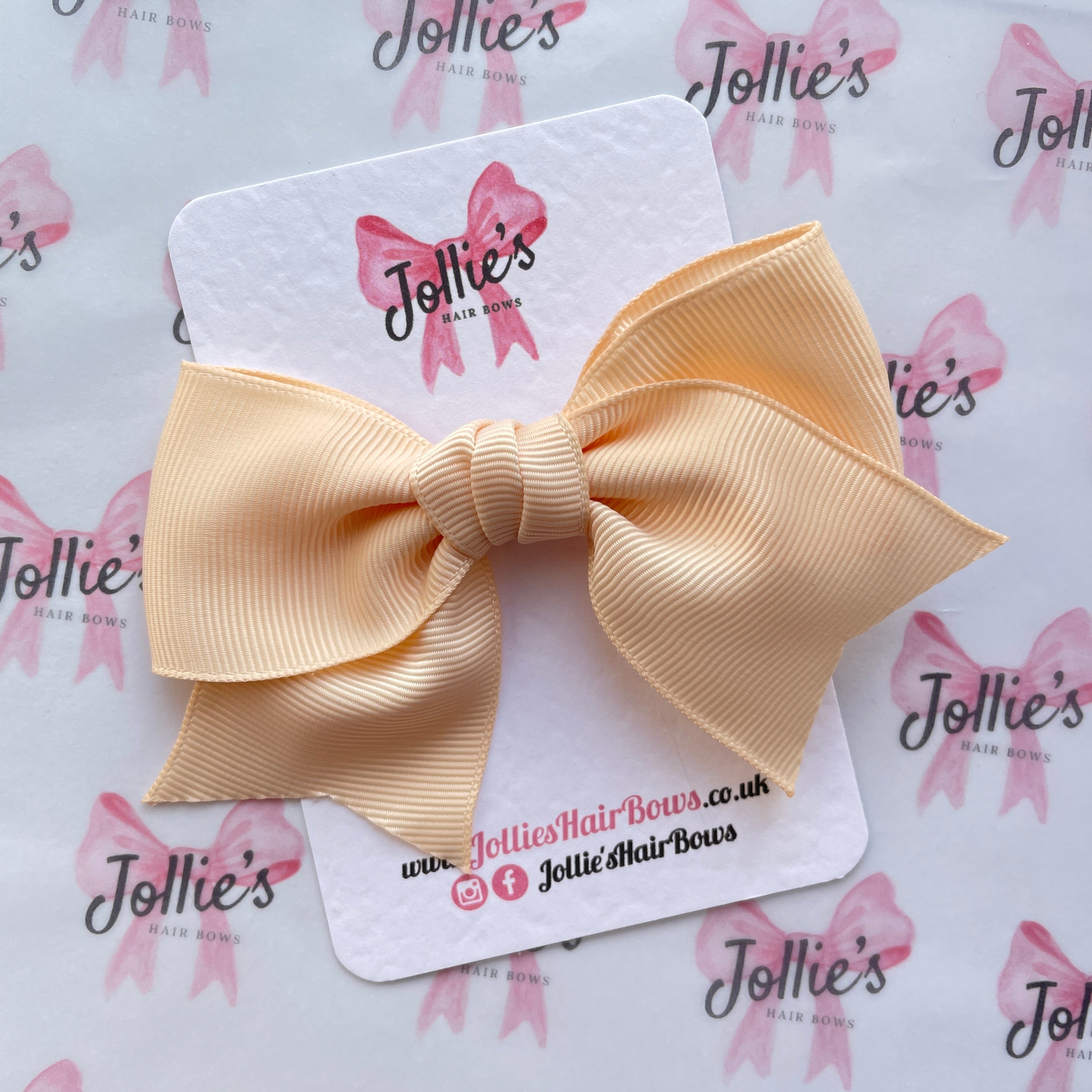 4inch Ribbon Bow with Clip - Nude