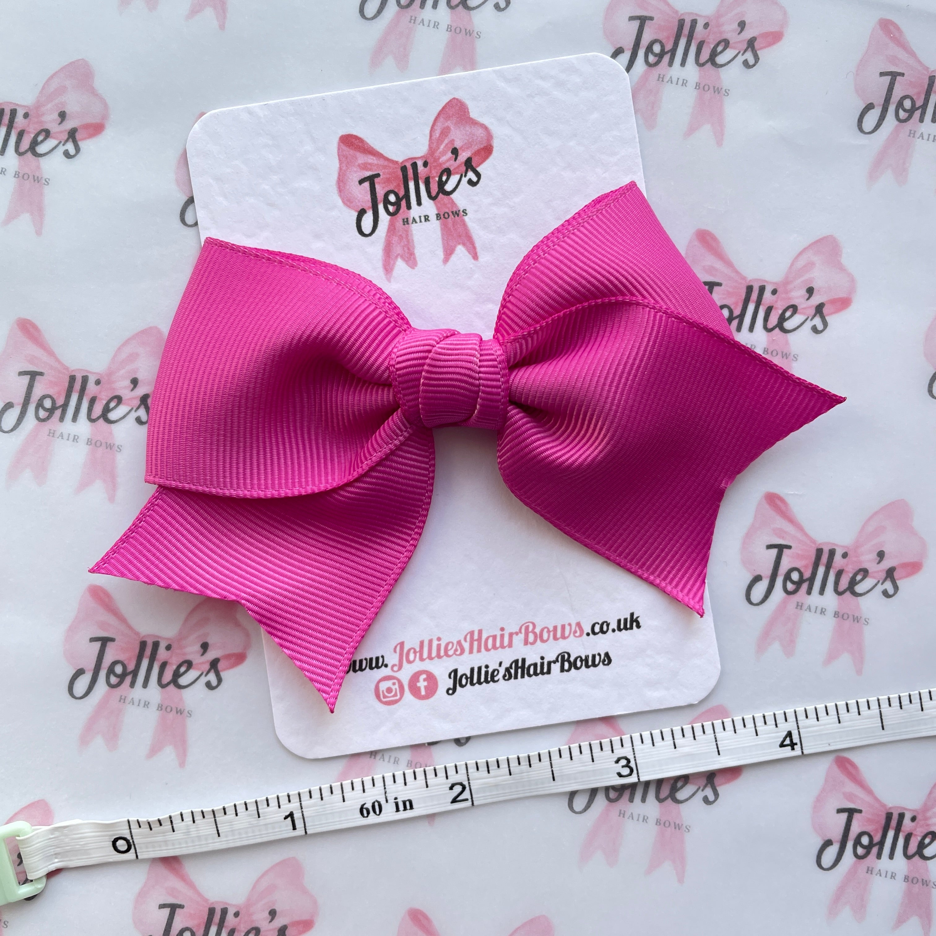 4inch Ribbon Bow with Clip - Garden Rose