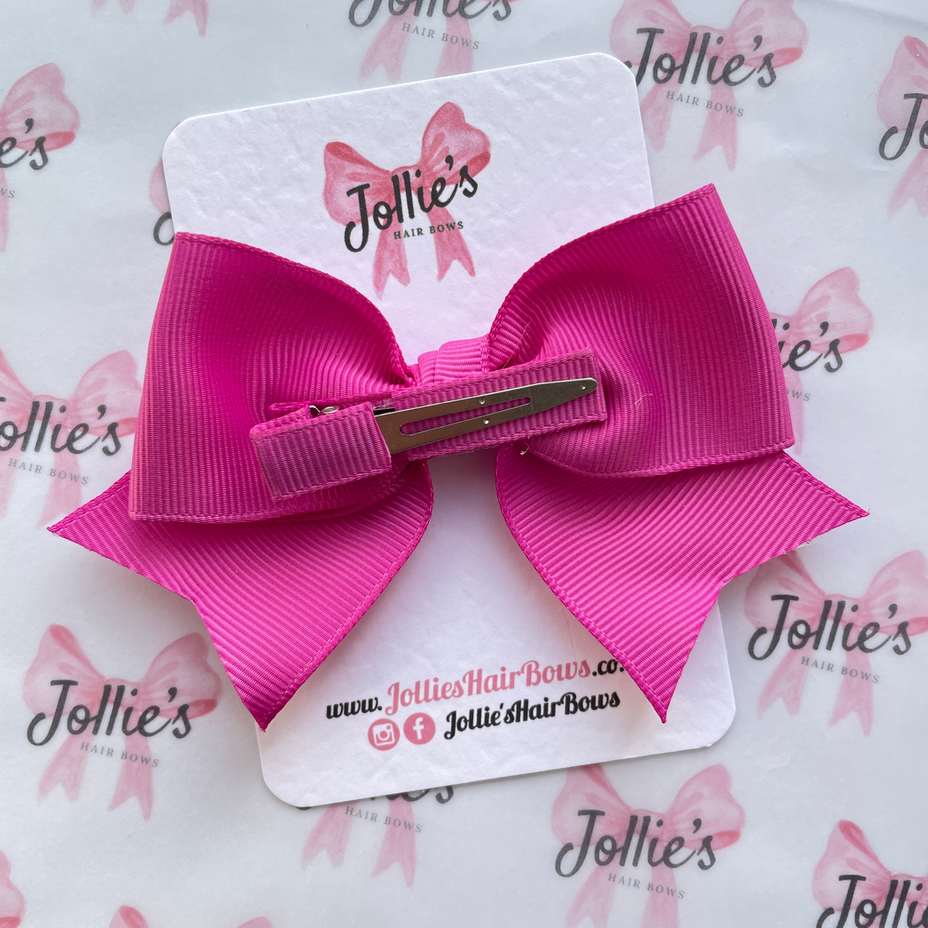 4inch Ribbon Bow with Clip - Garden Rose