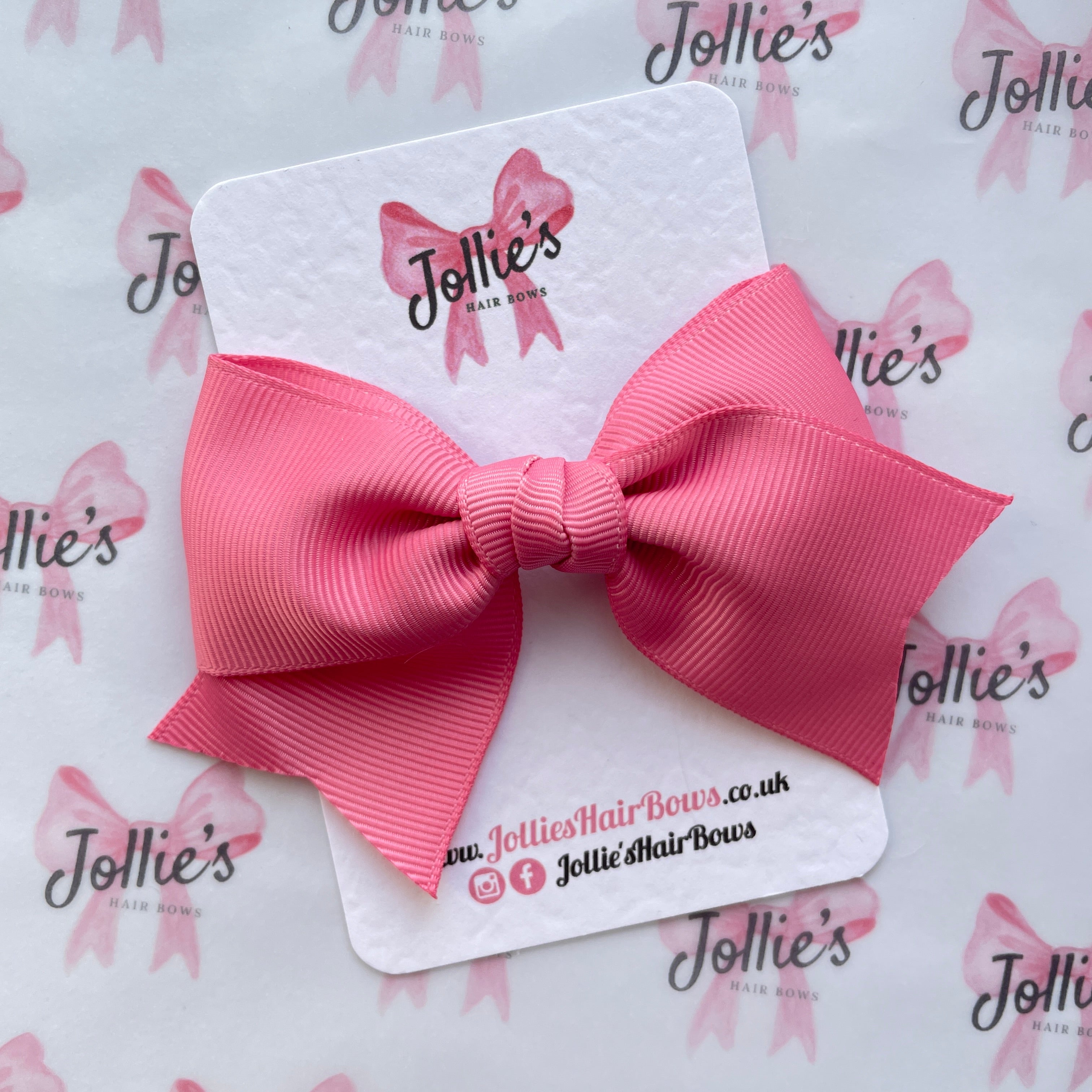 4inch Ribbon Bow with Clip - Fantasy Rose