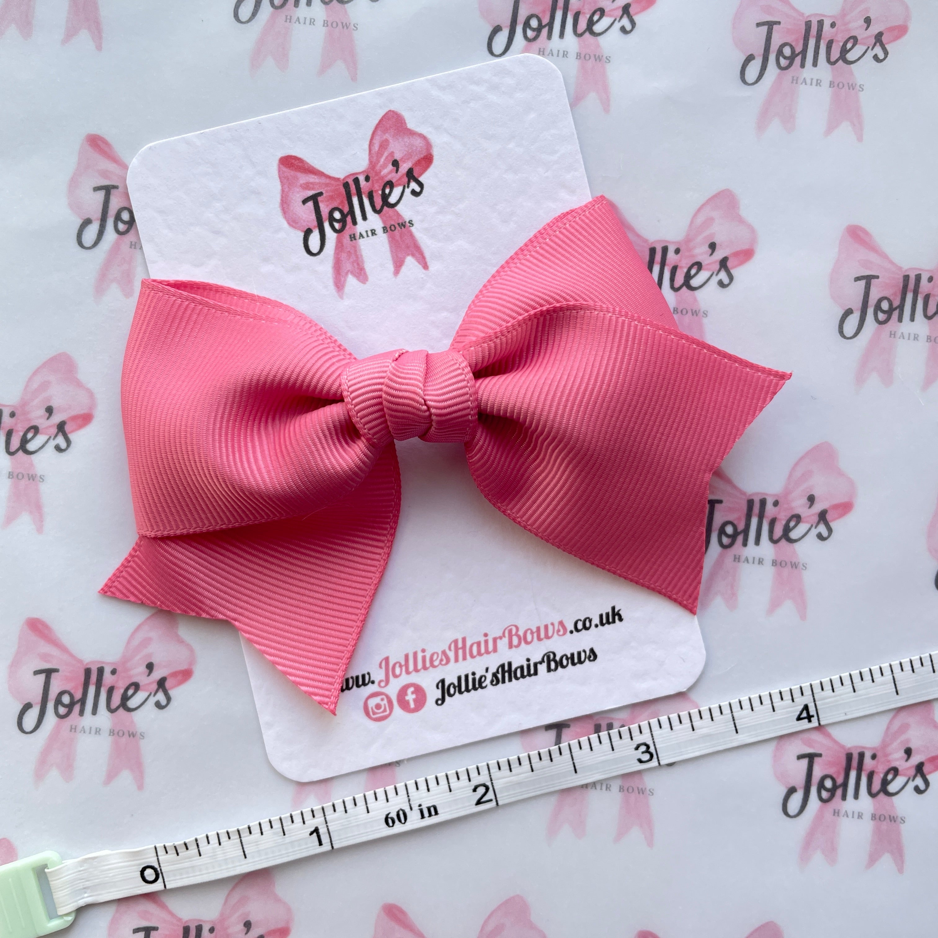 4inch Ribbon Bow with Clip - Fantasy Rose