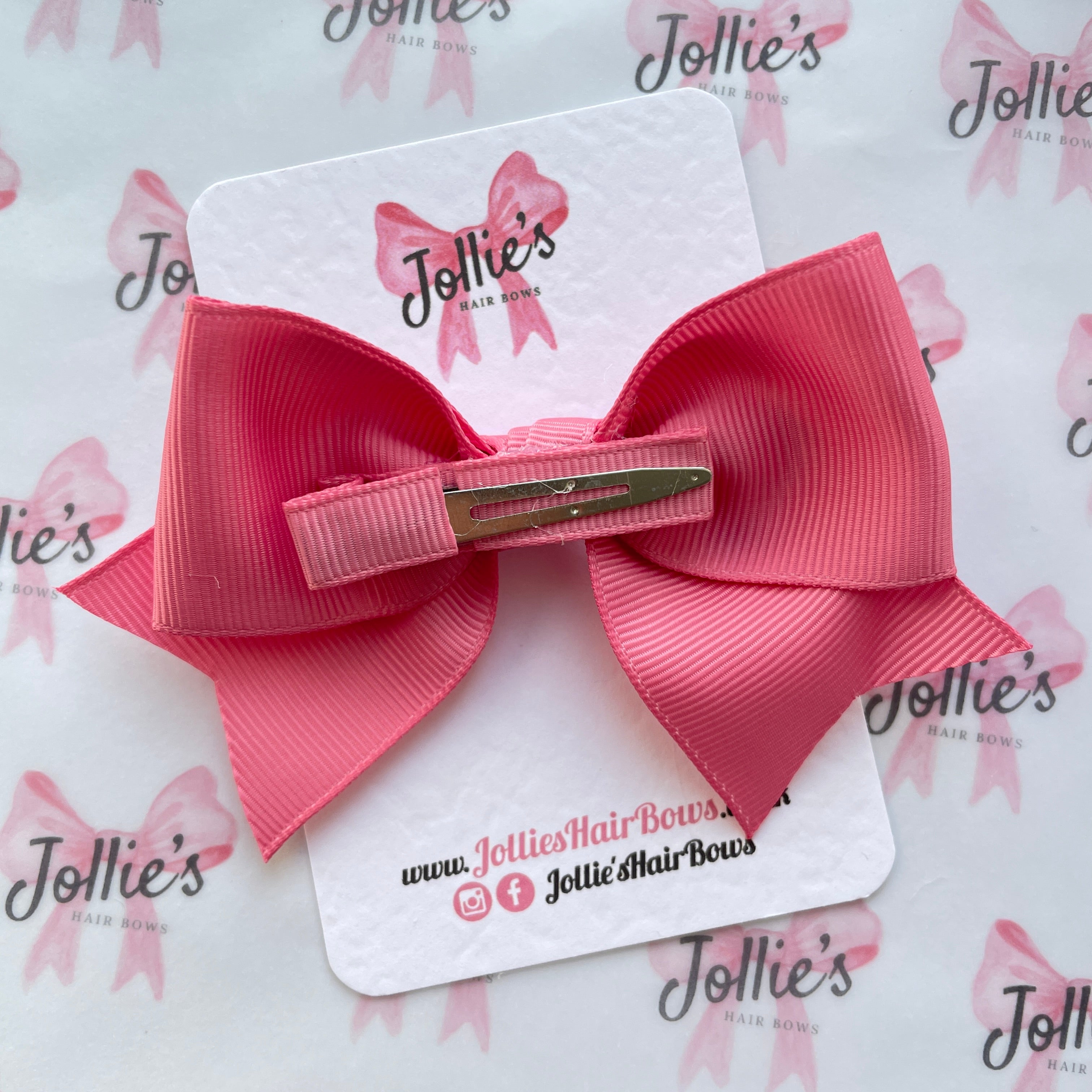 4inch Ribbon Bow with Clip - Fantasy Rose