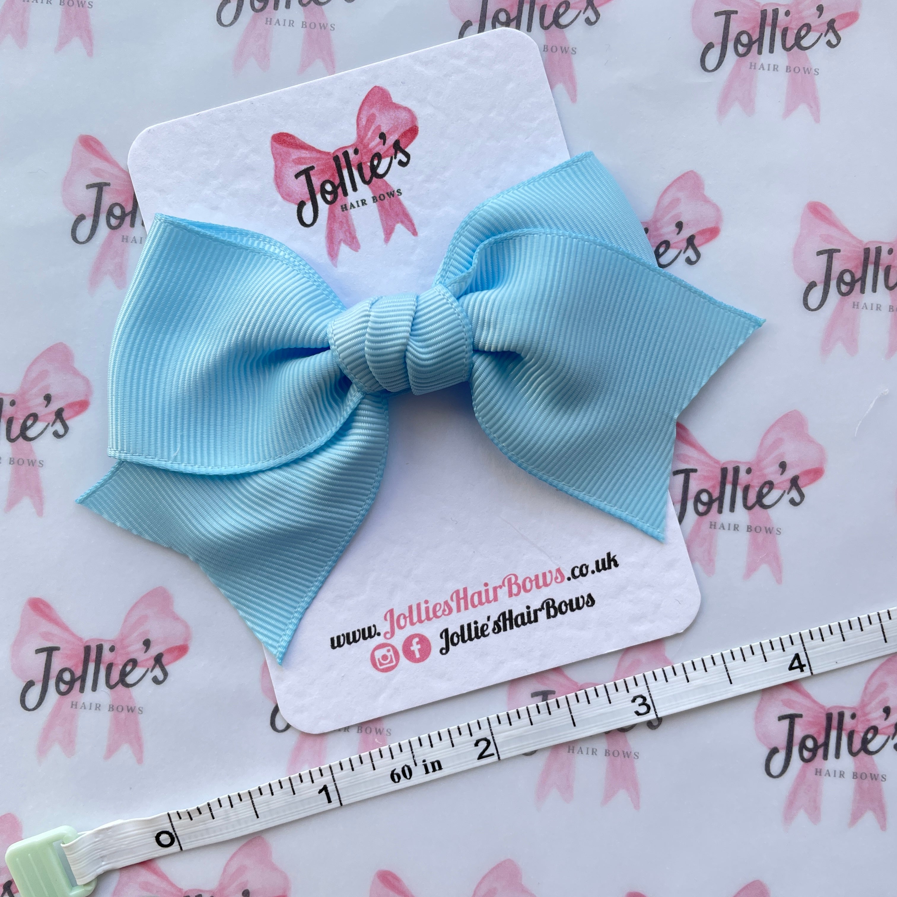 4inch Ribbon Bow with Clip - Blue Topaz