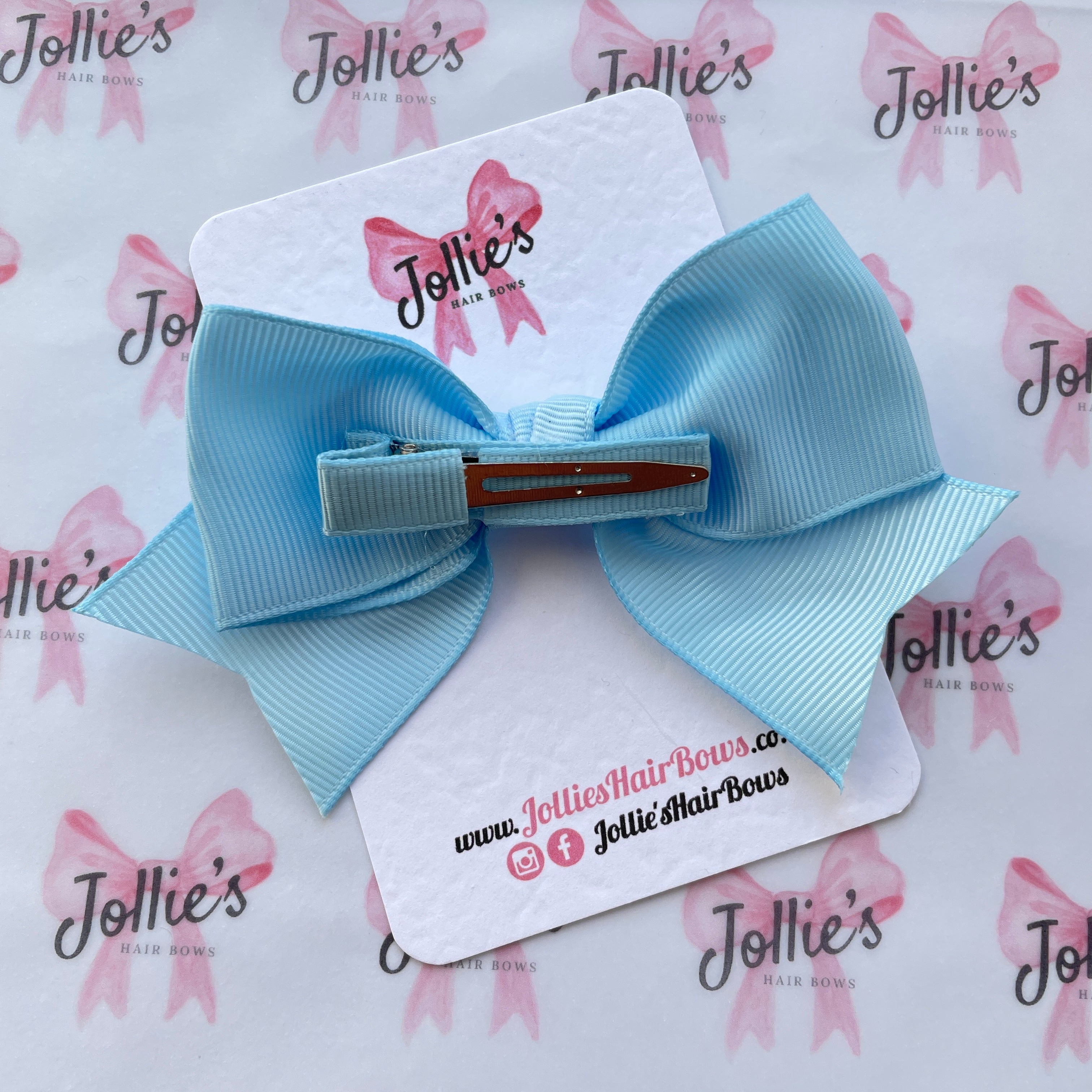 4inch Ribbon Bow with Clip - Blue Topaz