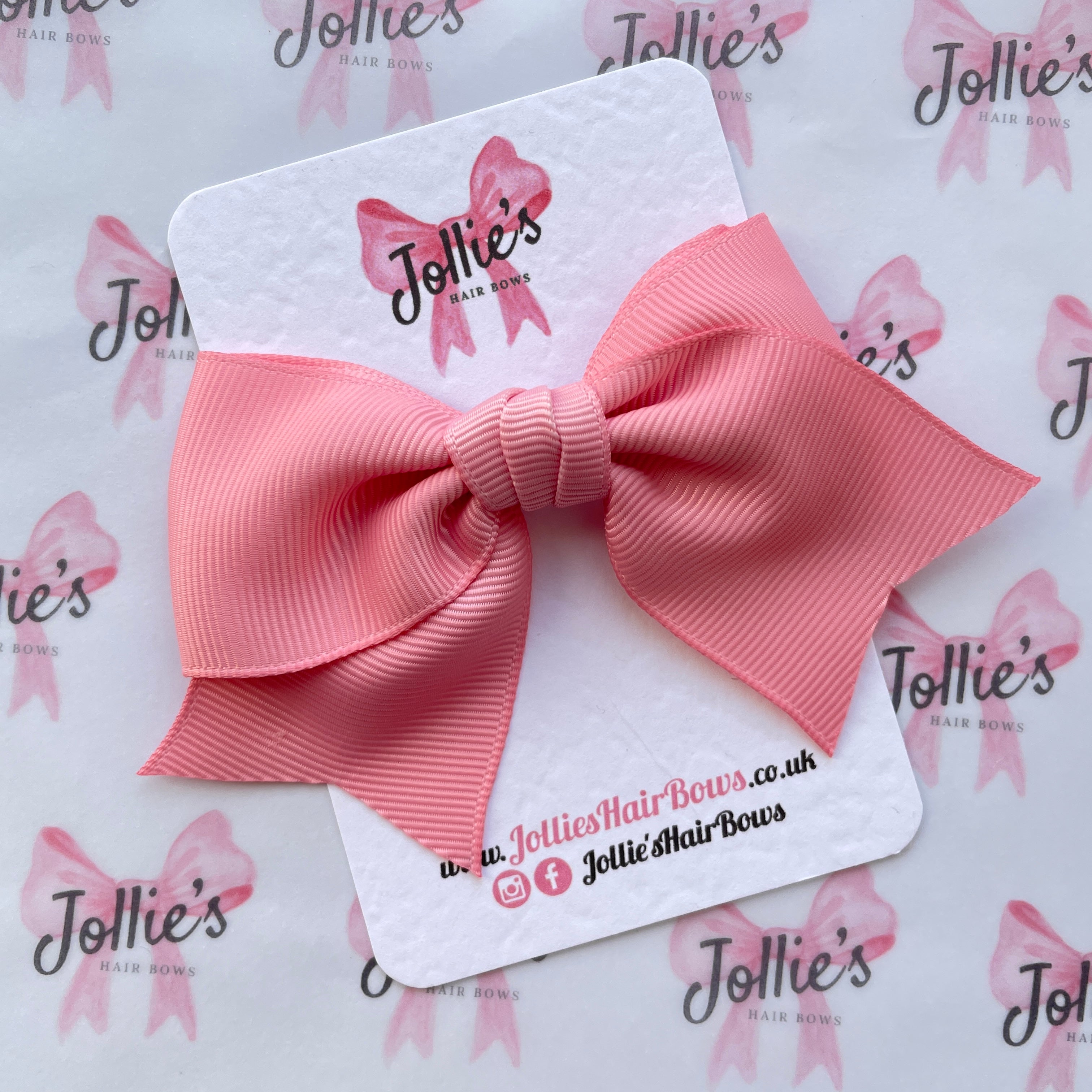 4inch Ribbon Bow with Clip - Peony