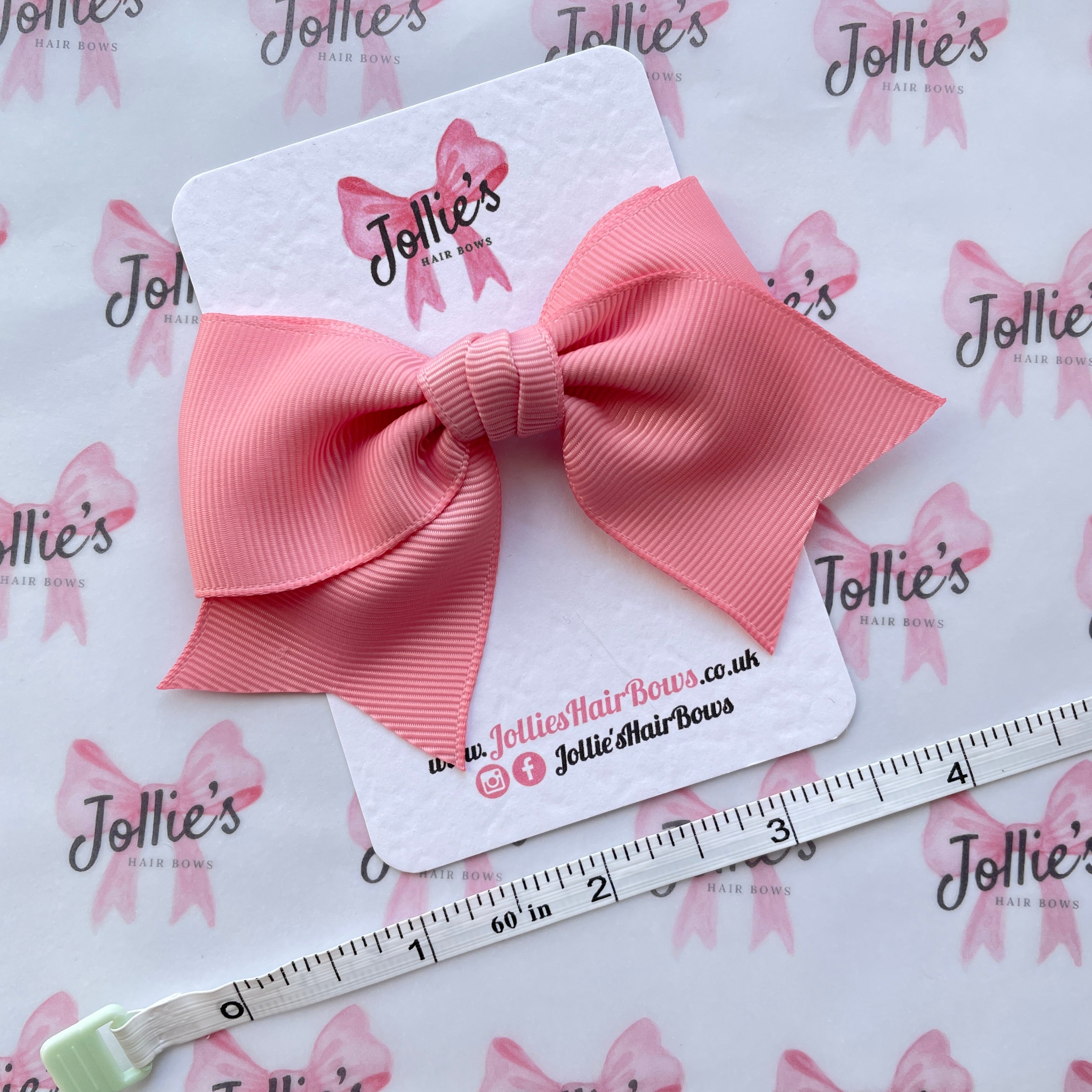 4inch Ribbon Bow with Clip - Peony