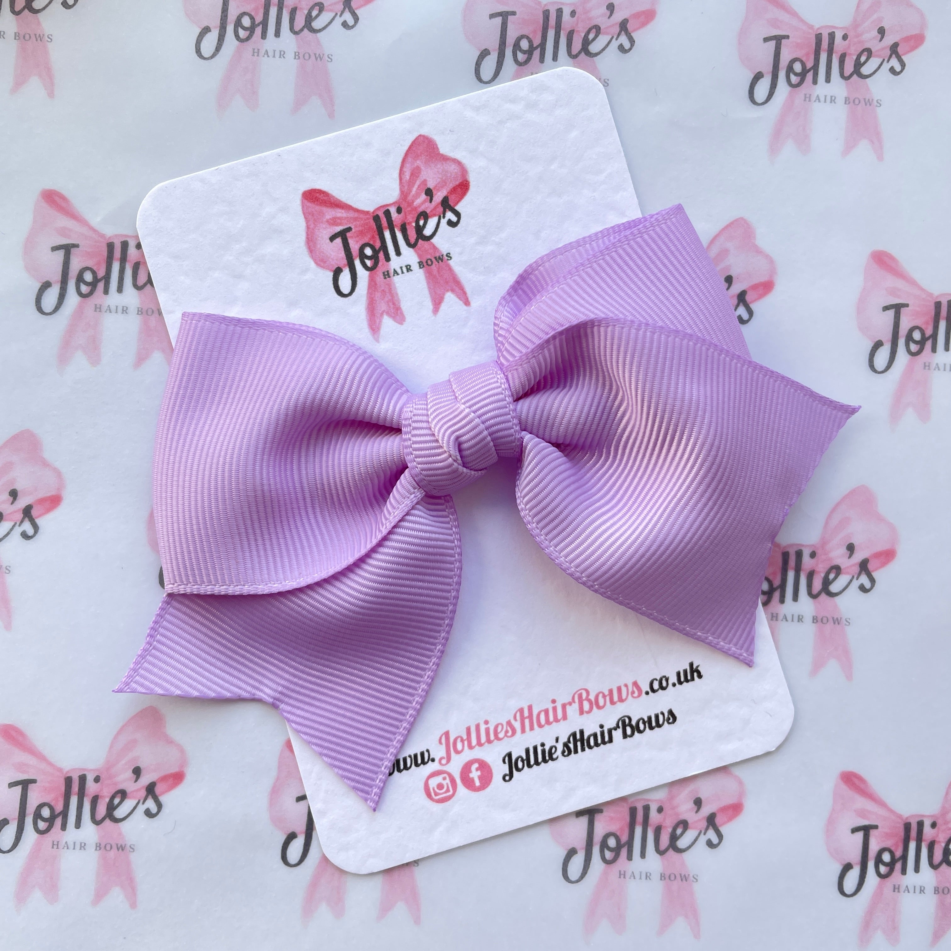 4inch Ribbon Bow with Clip - Light Orchid