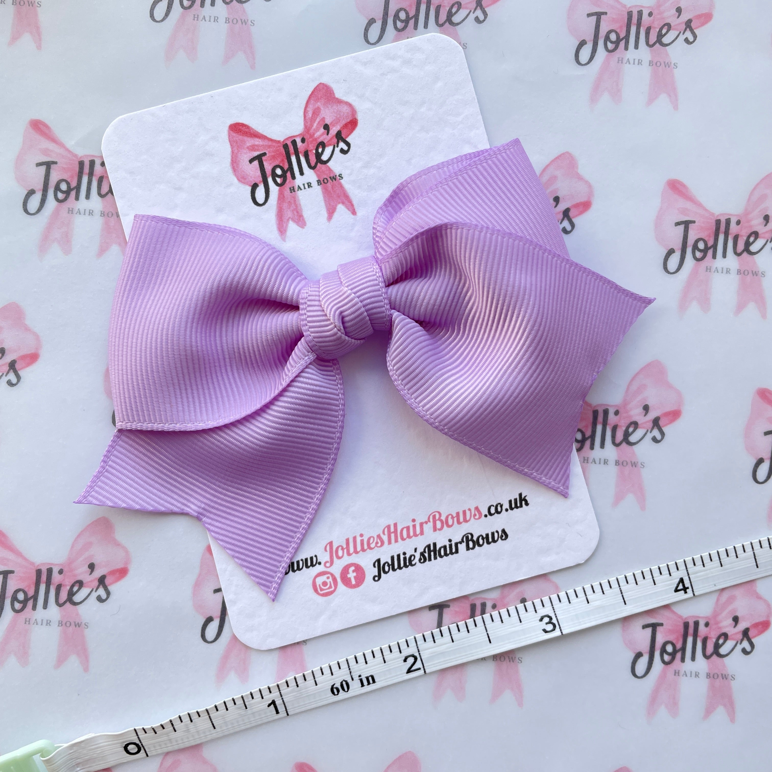 4inch Ribbon Bow with Clip - Light Orchid