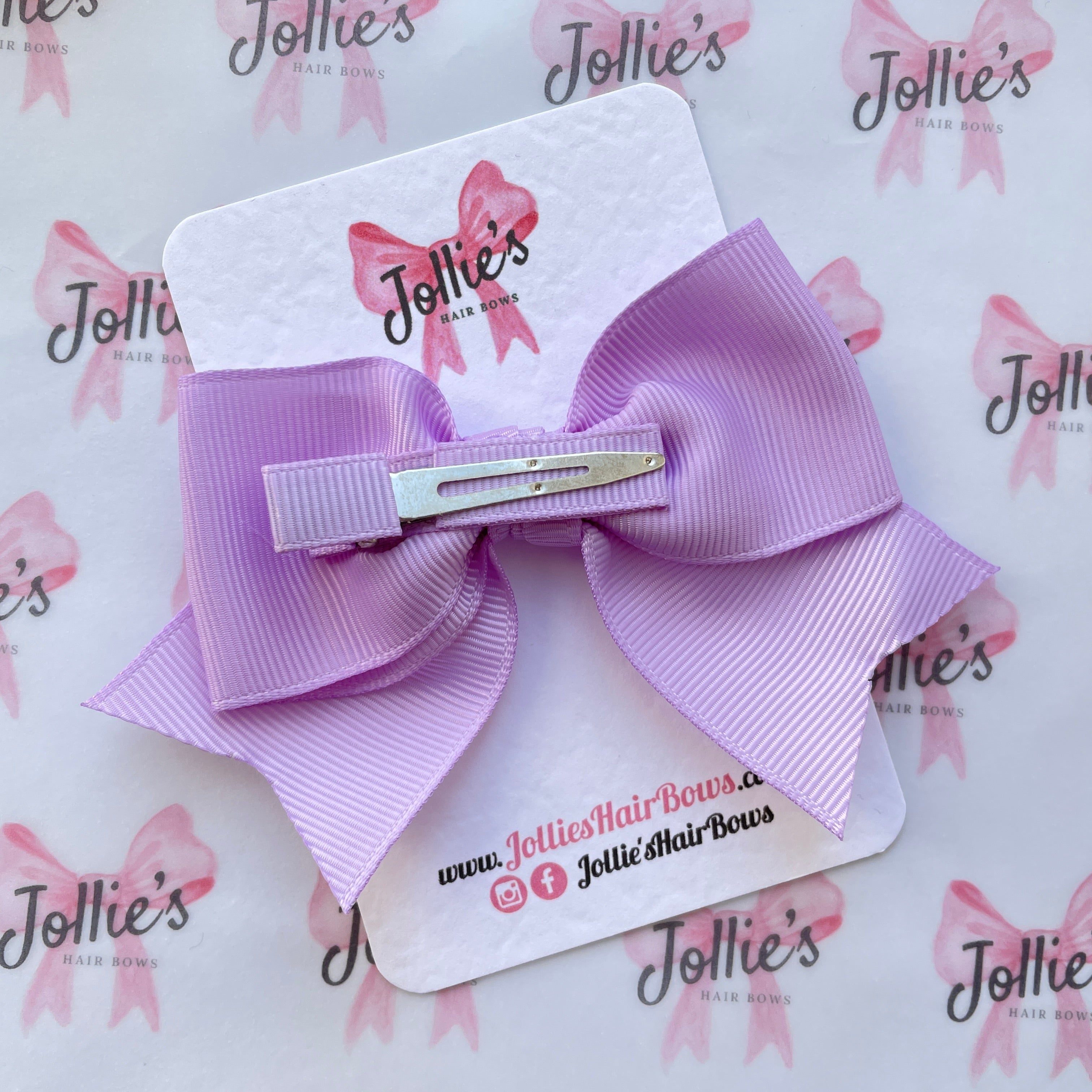 4inch Ribbon Bow with Clip - Light Orchid