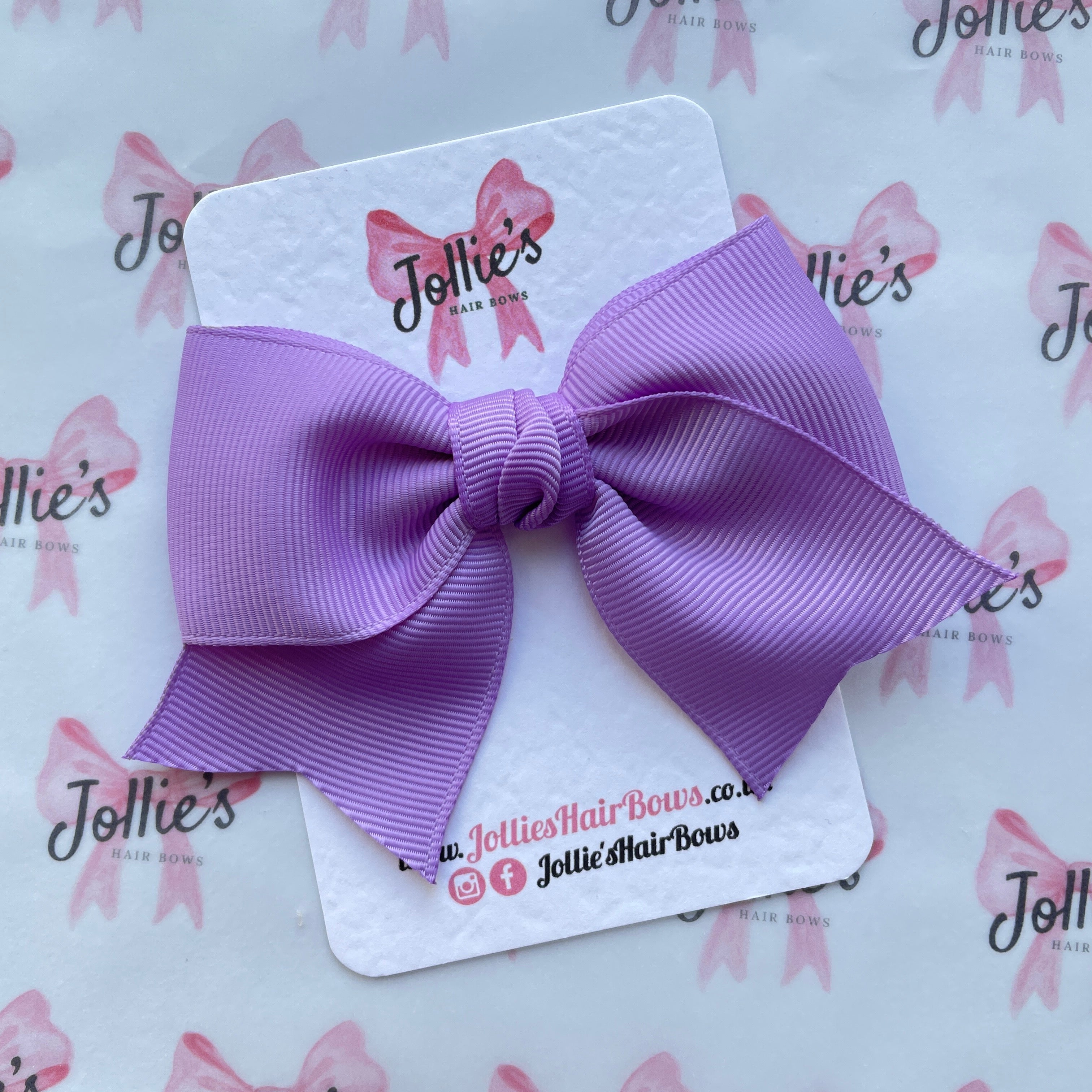 4inch Ribbon Bow with Clip - Hyacinth