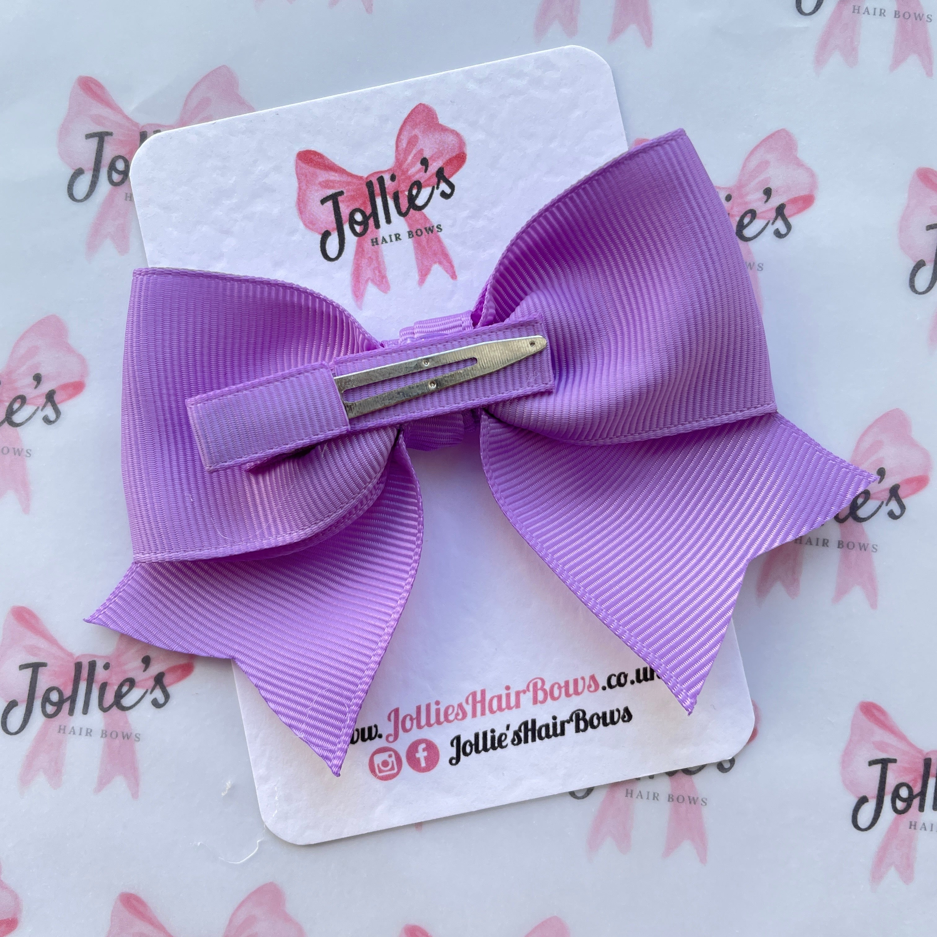 4inch Ribbon Bow with Clip - Hyacinth