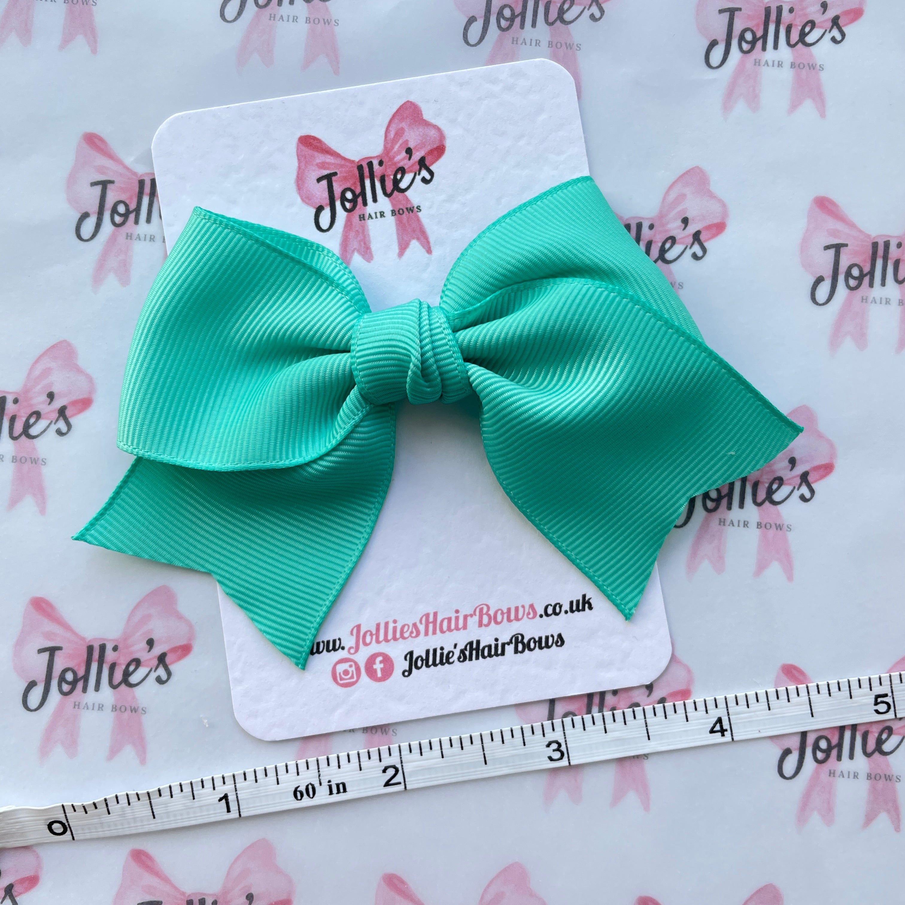 4inch Ribbon Bow with Clip - Tropic