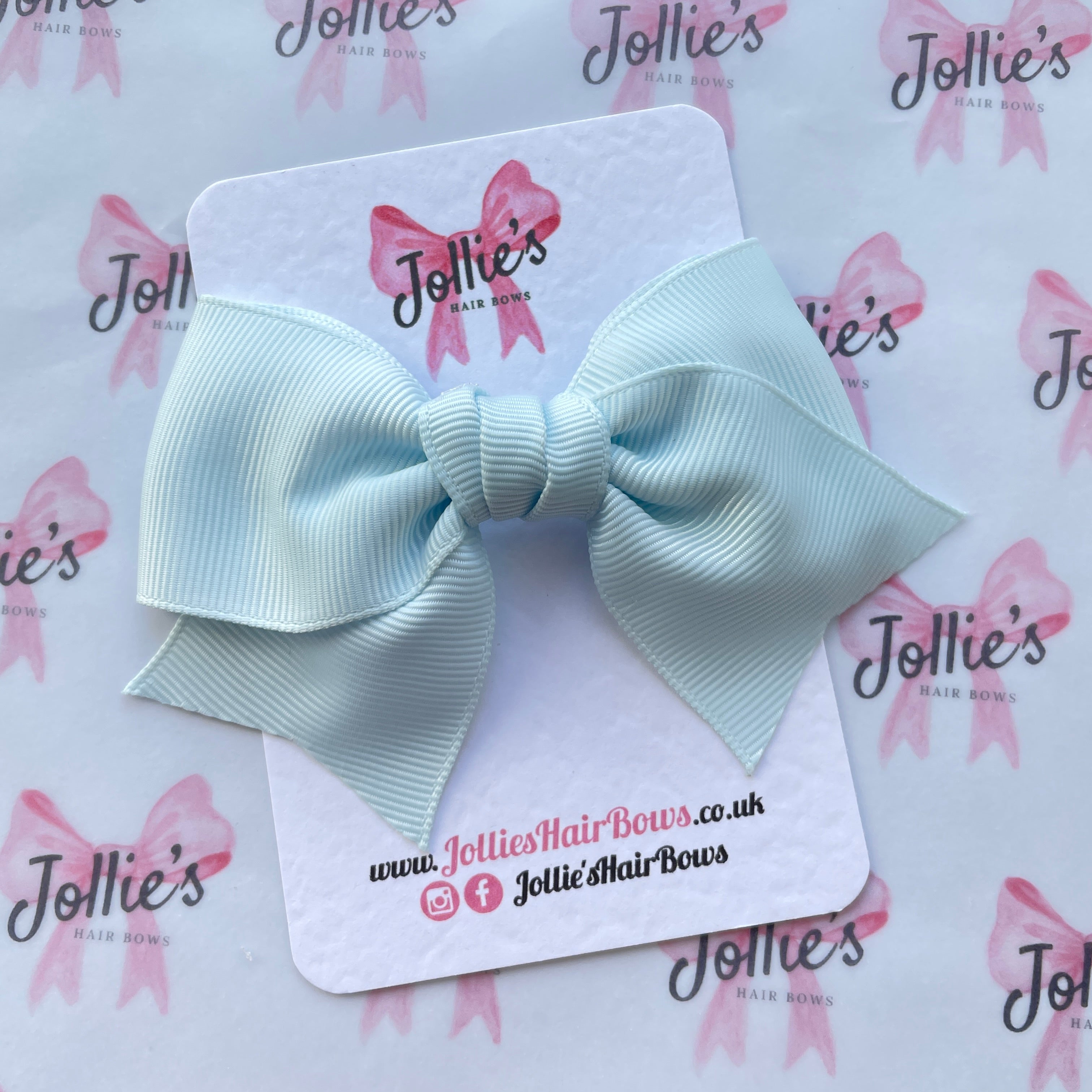 4inch Ribbon Bow with Clip - Blue Vapor