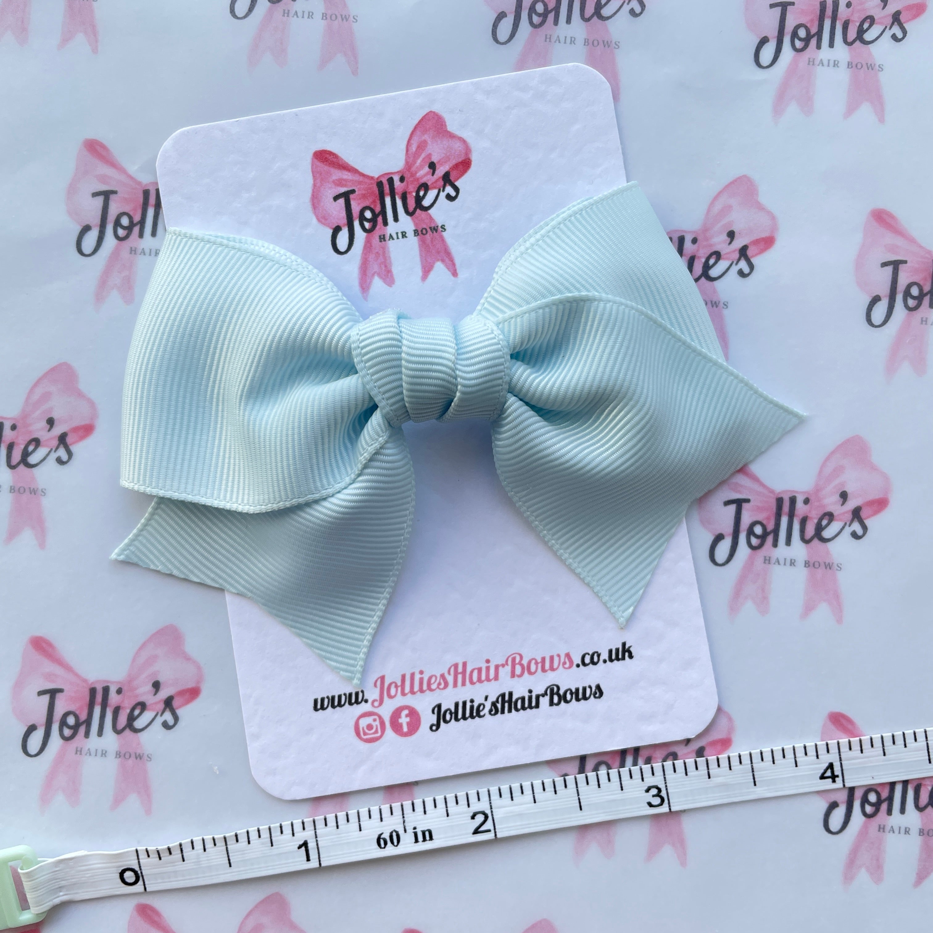 4inch Ribbon Bow with Clip - Blue Vapor