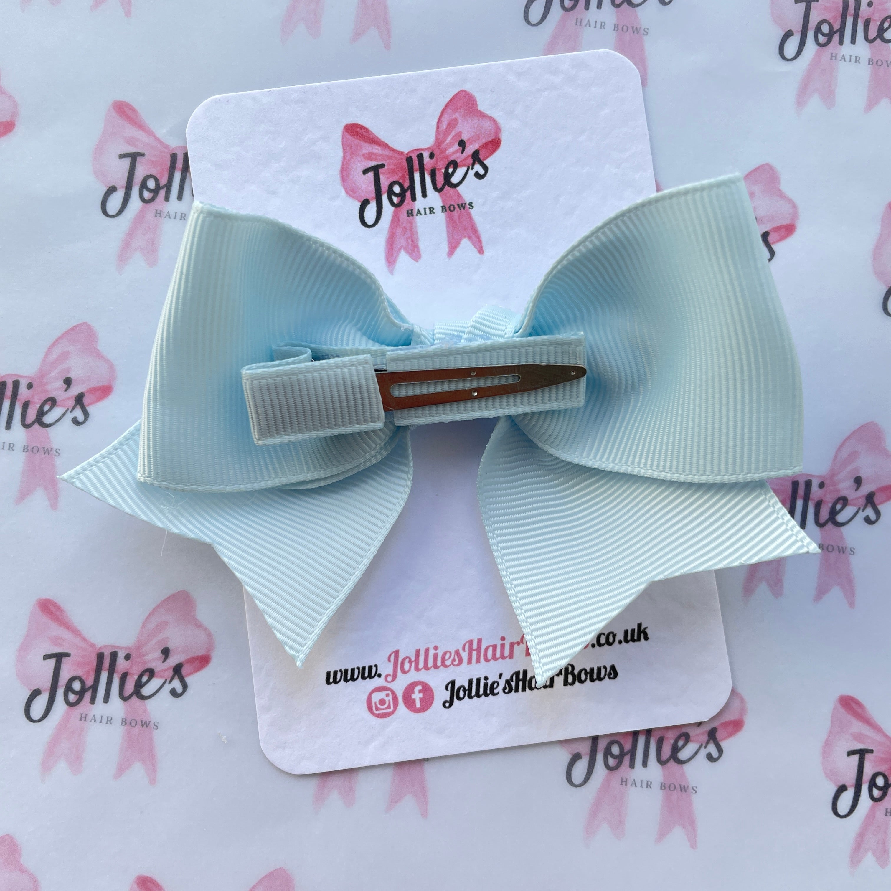 4inch Ribbon Bow with Clip - Blue Vapor