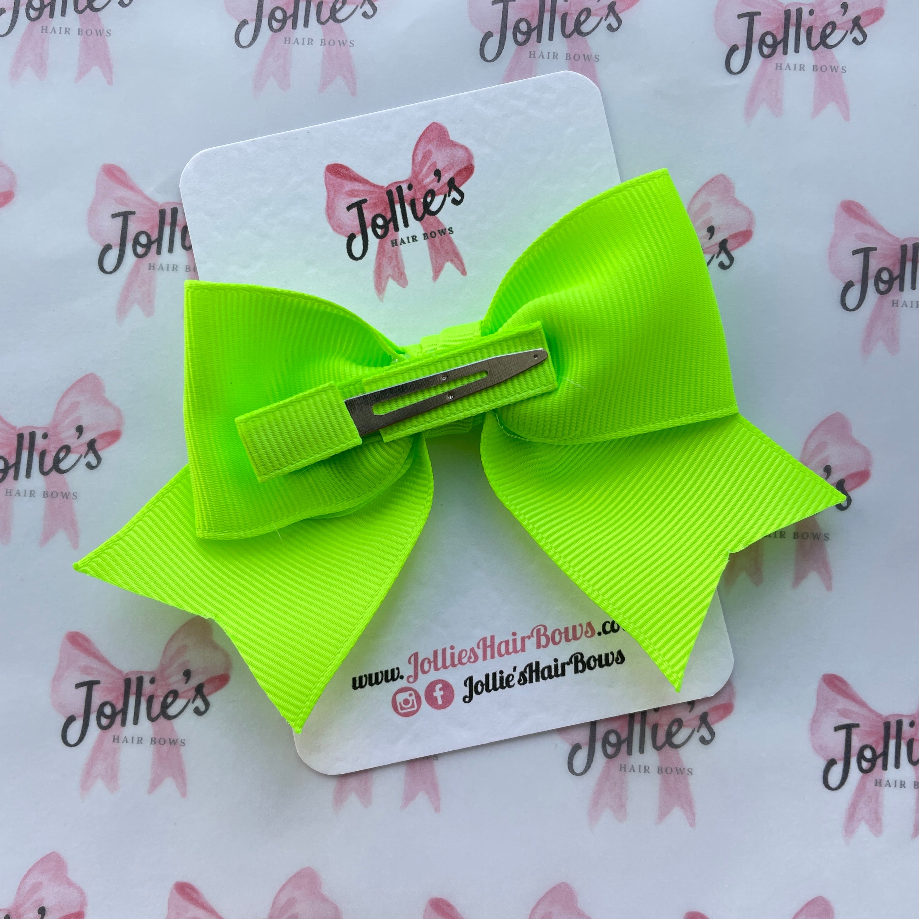 4inch Ribbon Bow with Clip - Key Lime