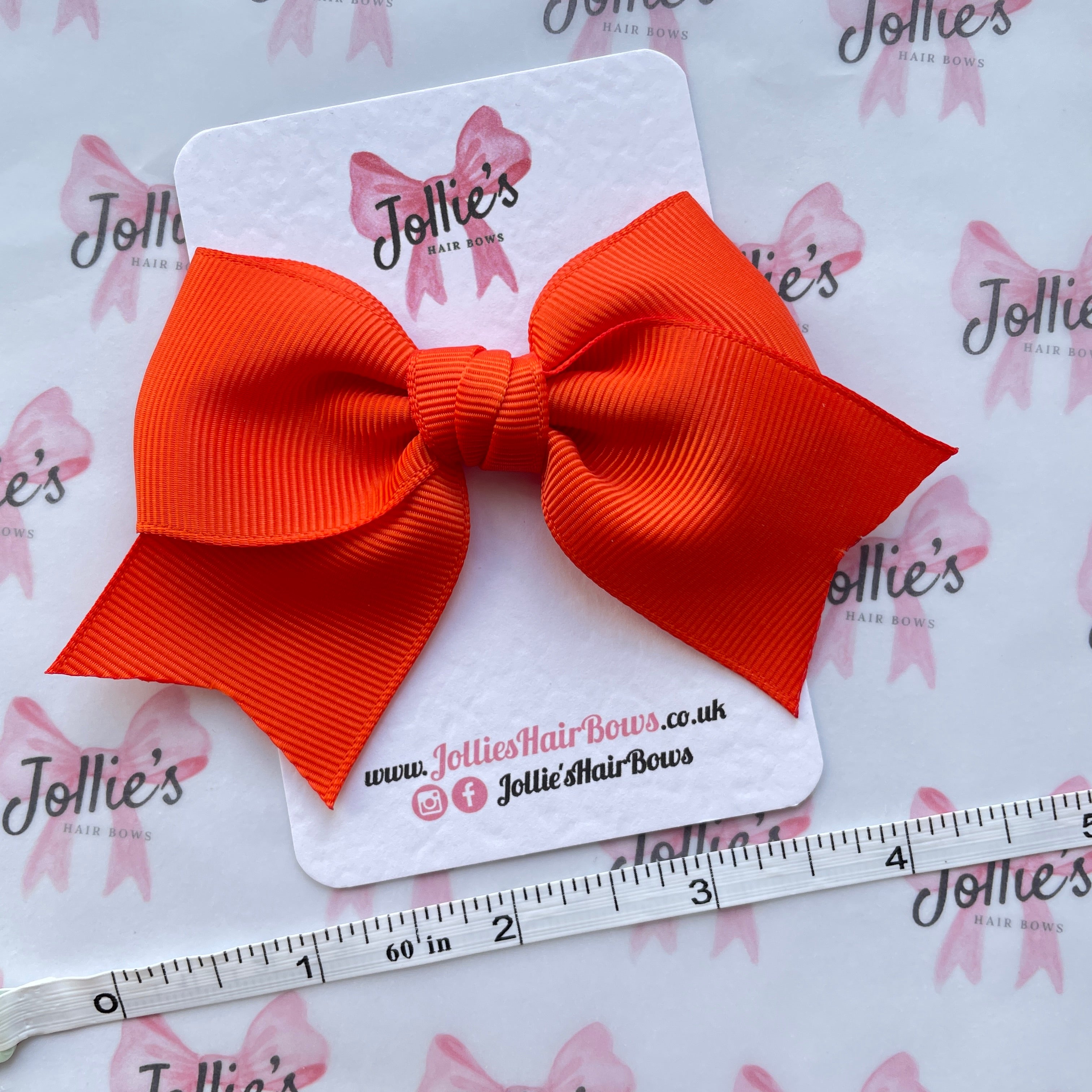 4inch Ribbon Bow with Clip - Autumn Orange