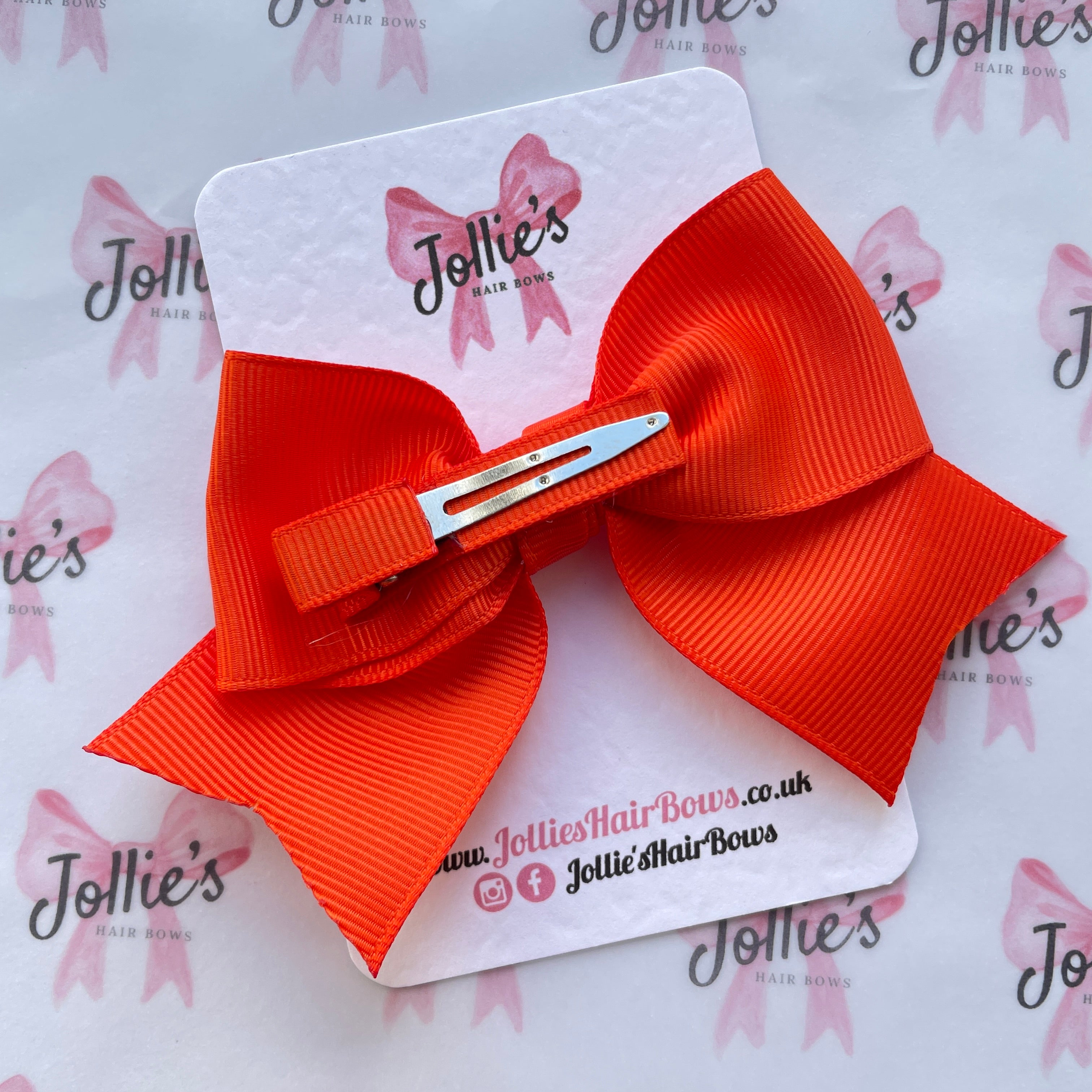 4inch Ribbon Bow with Clip - Autumn Orange