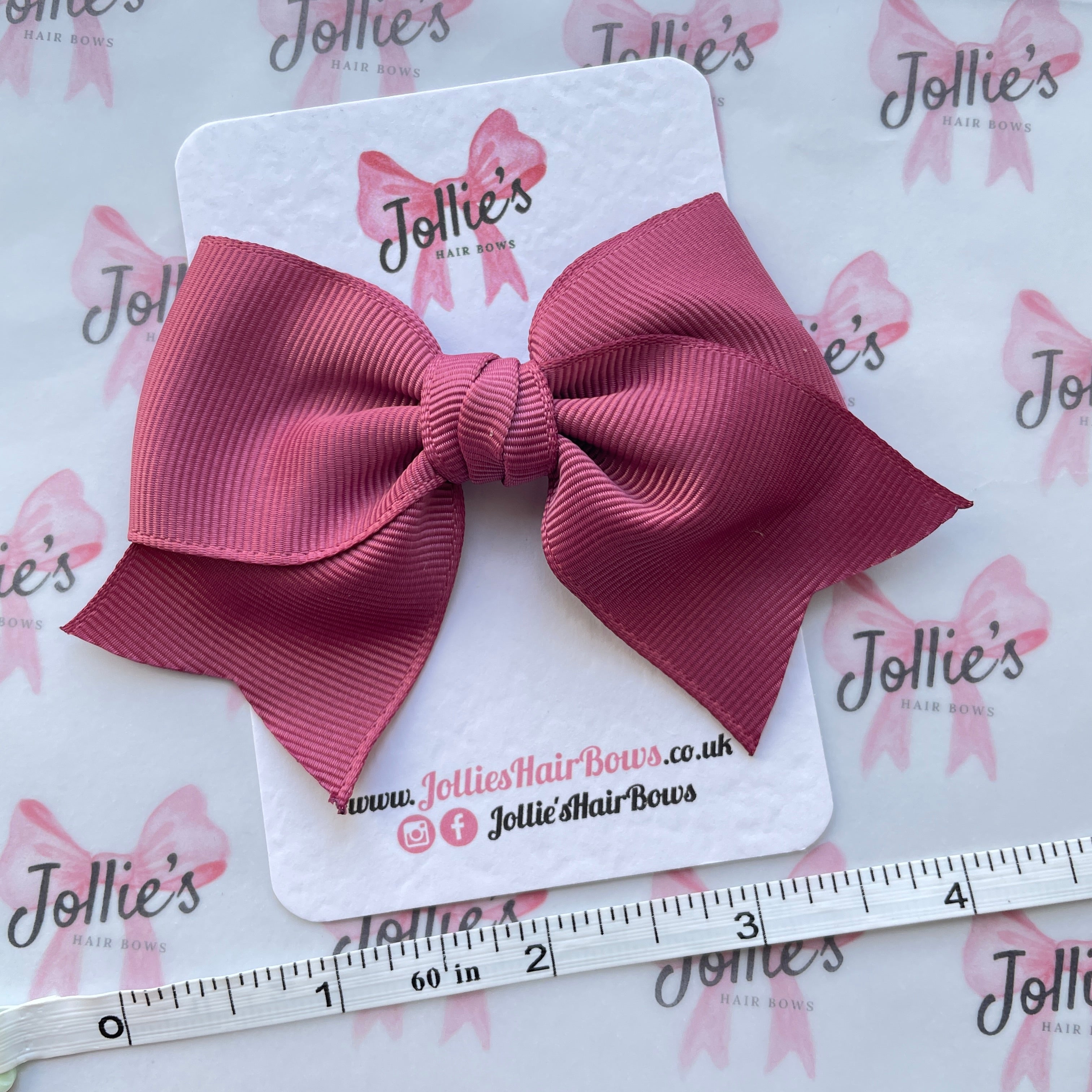 4inch Ribbon Bow with Clip - Victorian Rose