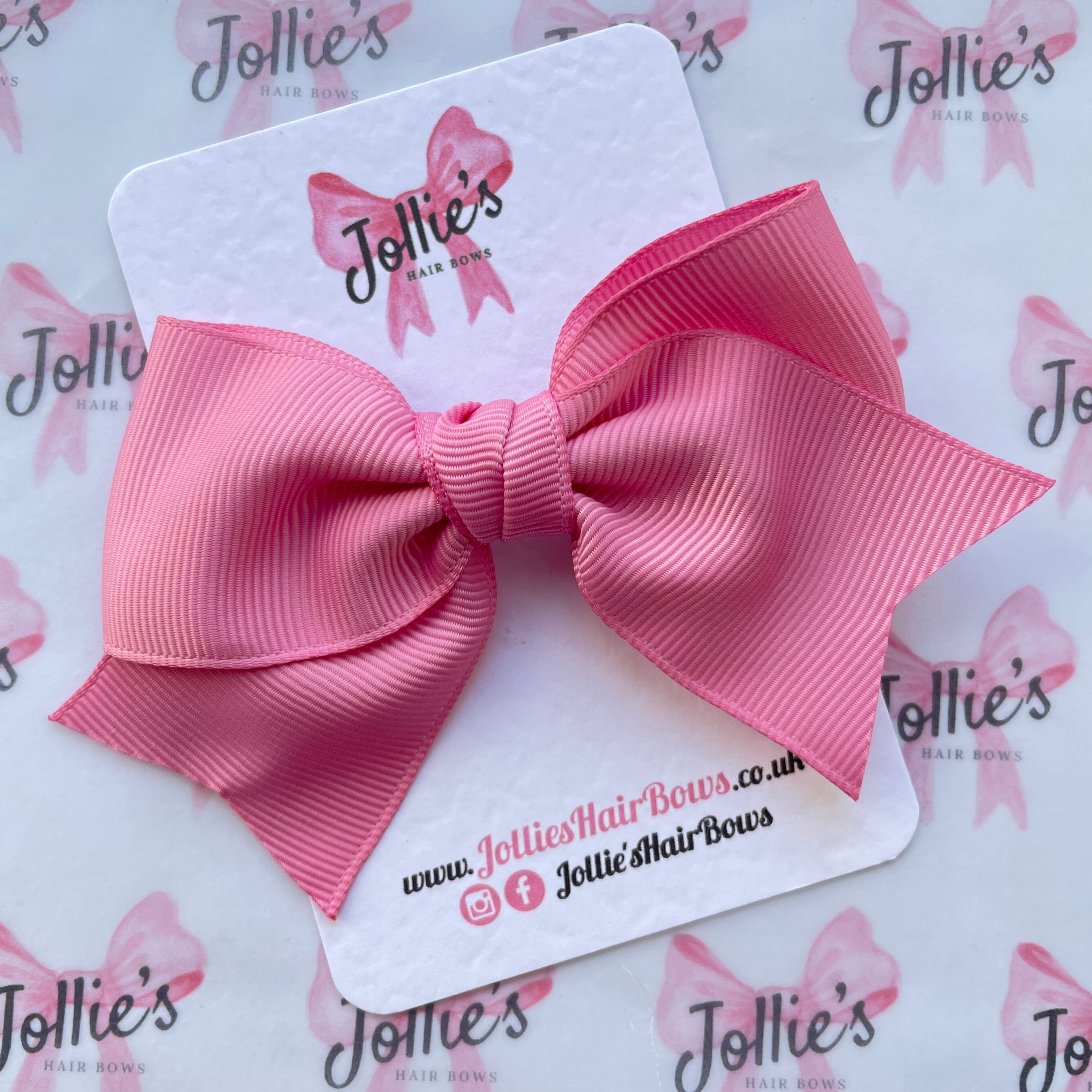 4inch Ribbon Bow with Clip - Wild Rose