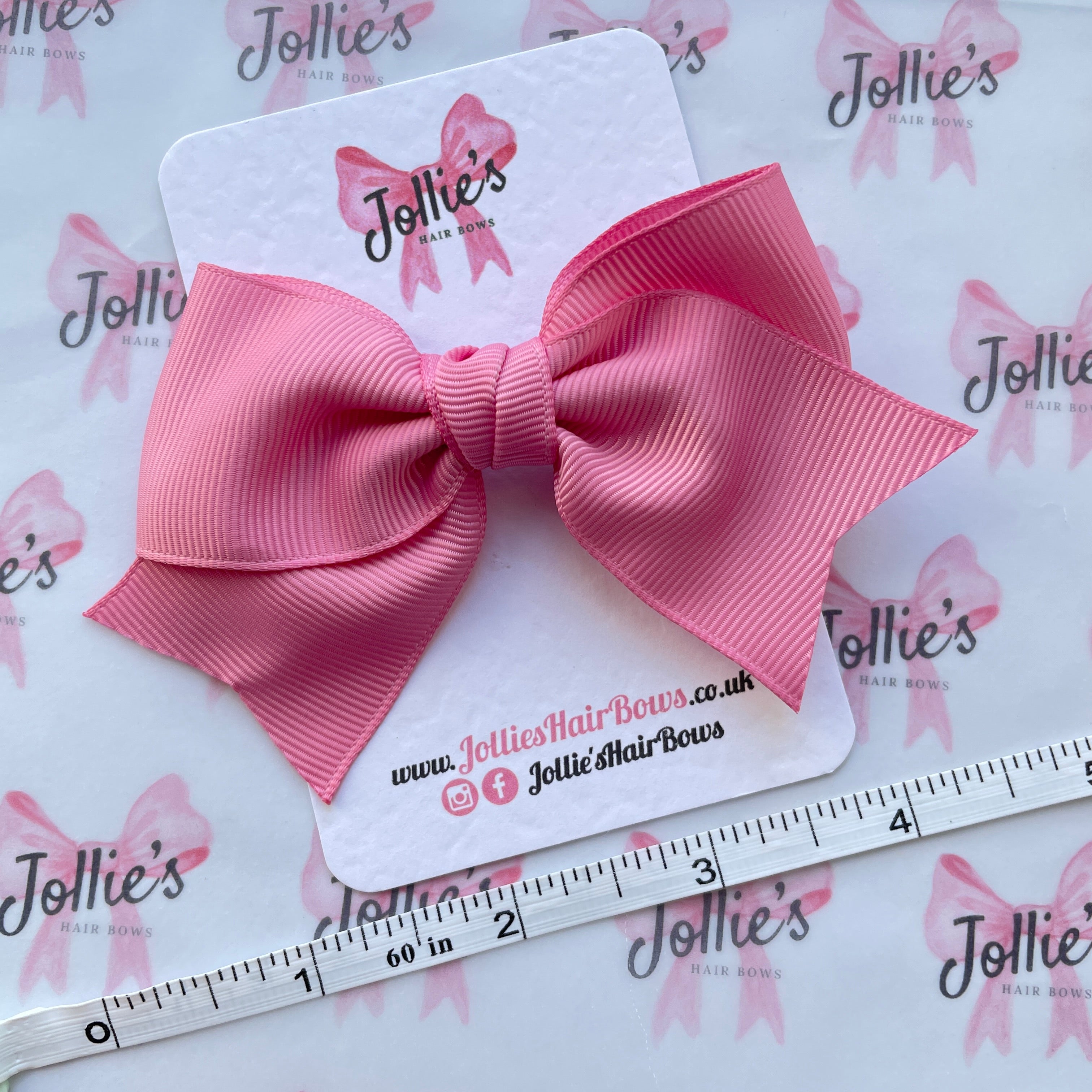 4inch Ribbon Bow with Clip - Wild Rose