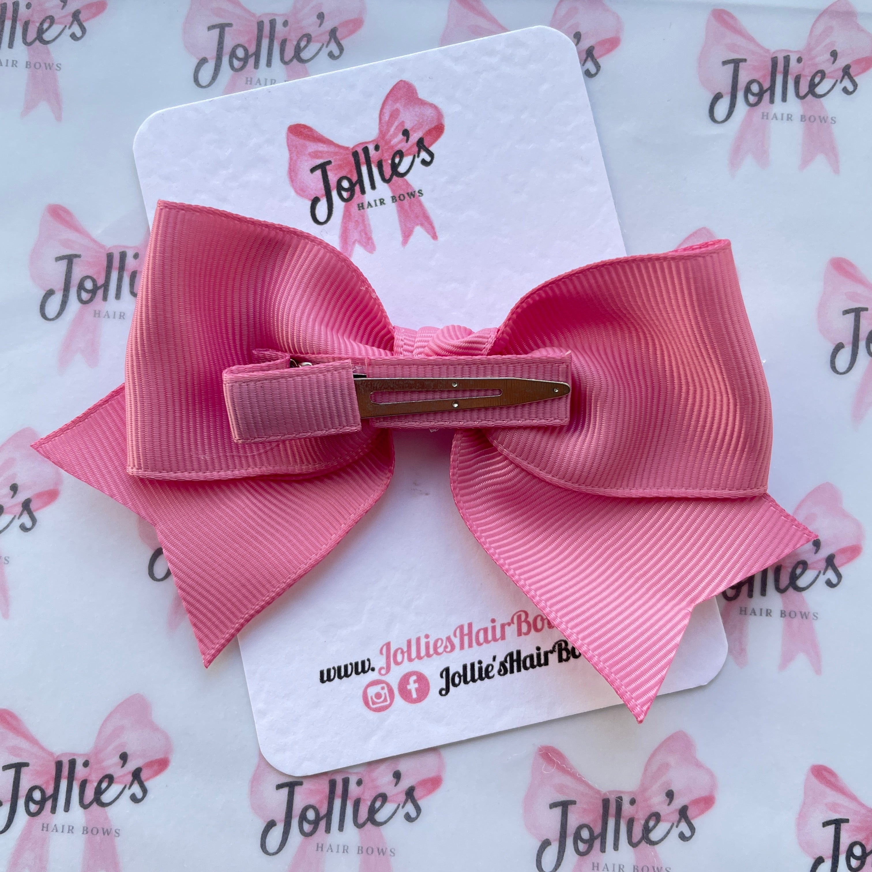 4inch Ribbon Bow with Clip - Wild Rose