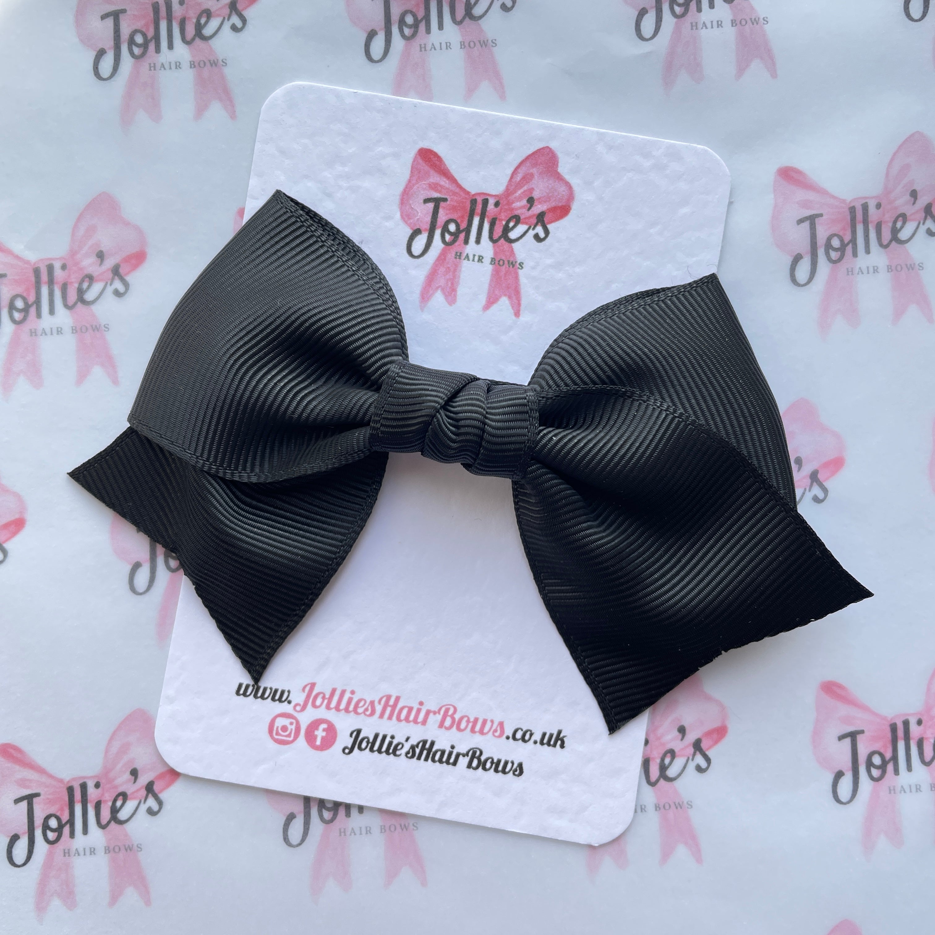 4inch Ribbon Bow with Clip - Black