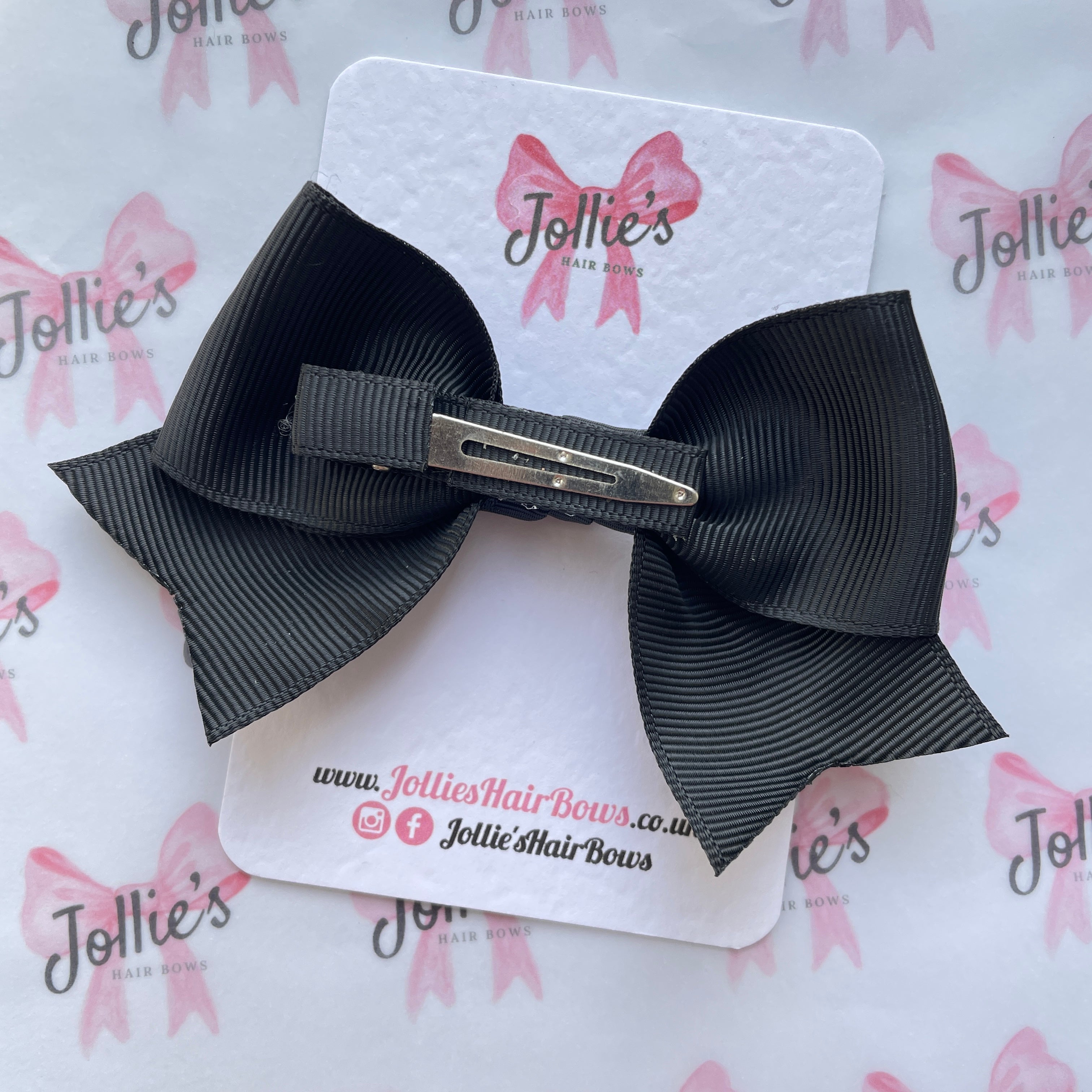 4inch Ribbon Bow with Clip - Black