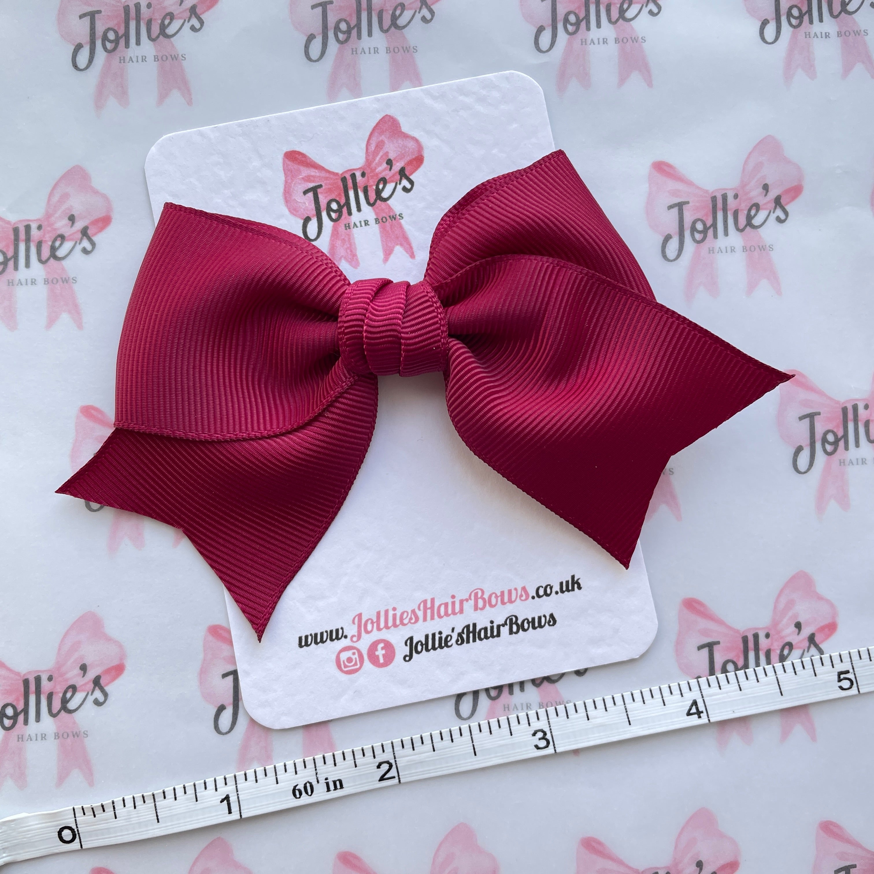 4inch Ribbon Bow with Clip - Wine