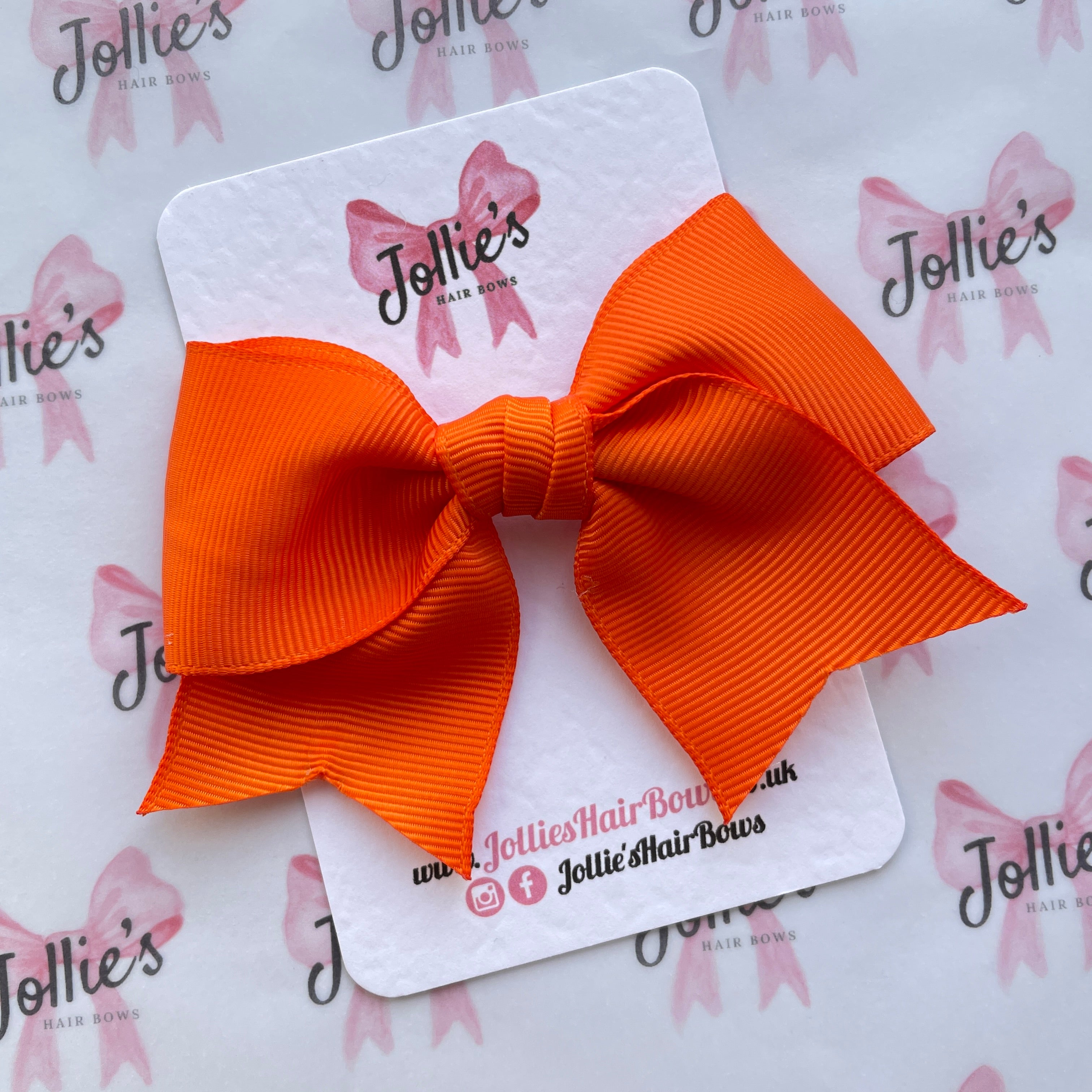 4inch Ribbon Bow with Clip - Russet Orange