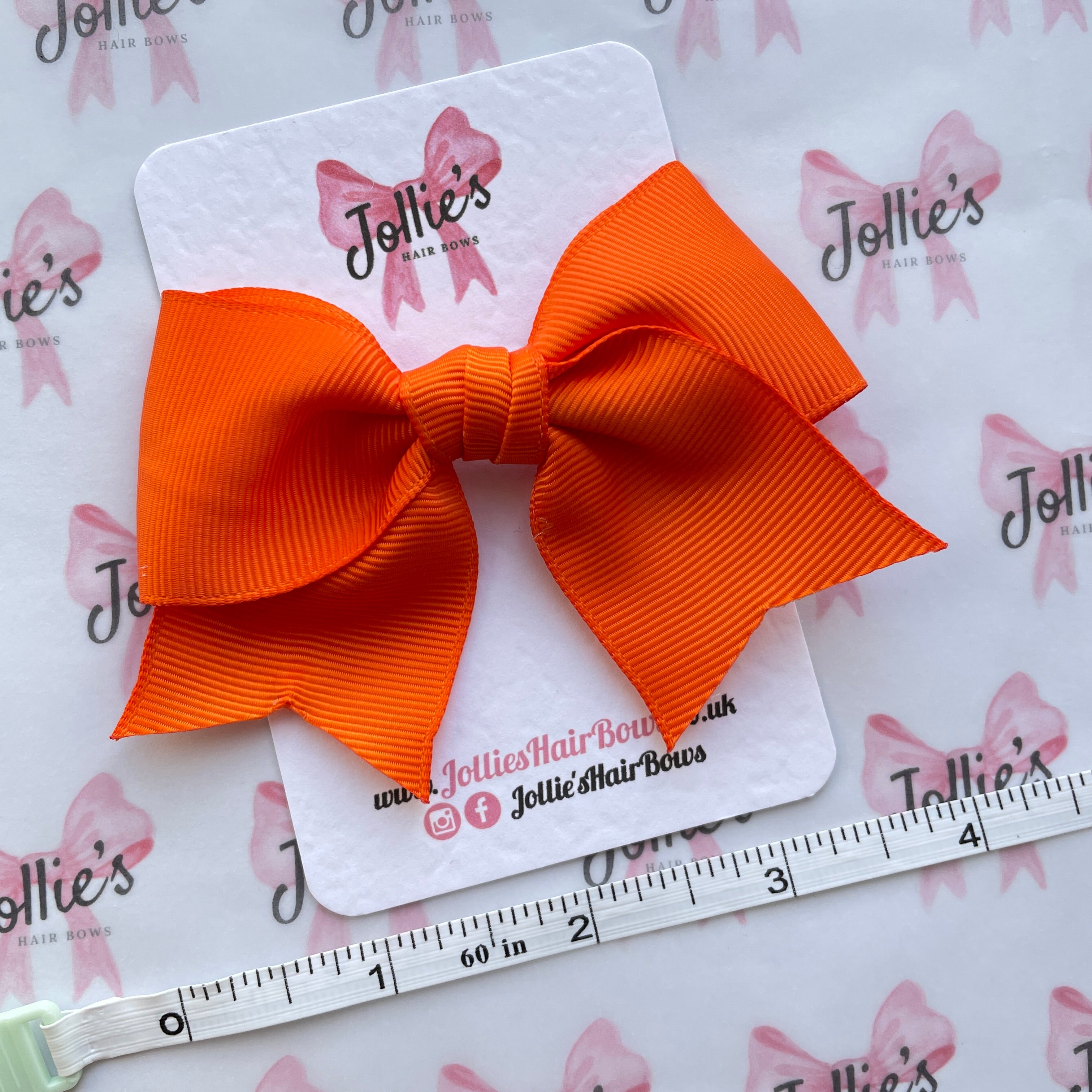 4inch Ribbon Bow with Clip - Russet Orange