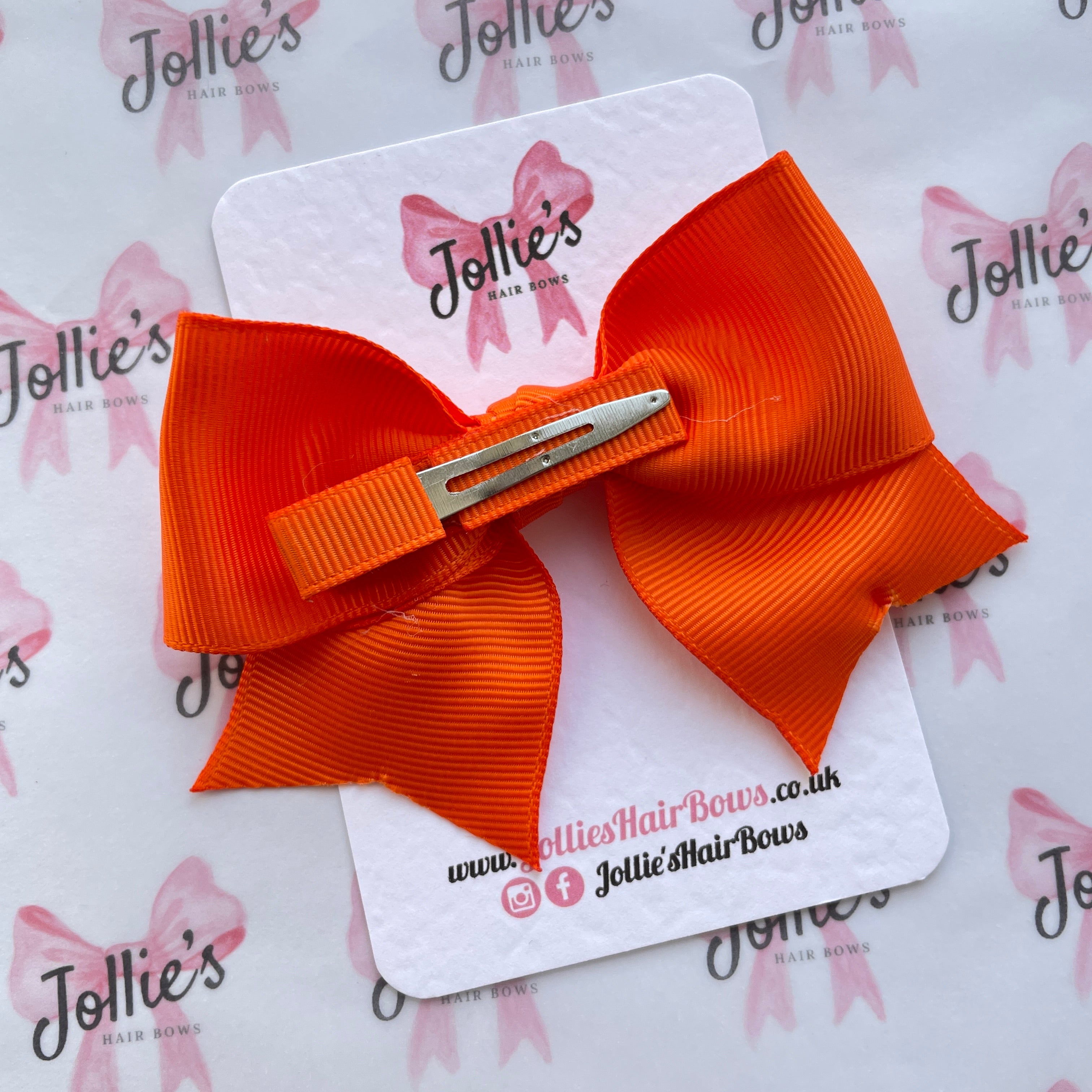 4inch Ribbon Bow with Clip - Russet Orange