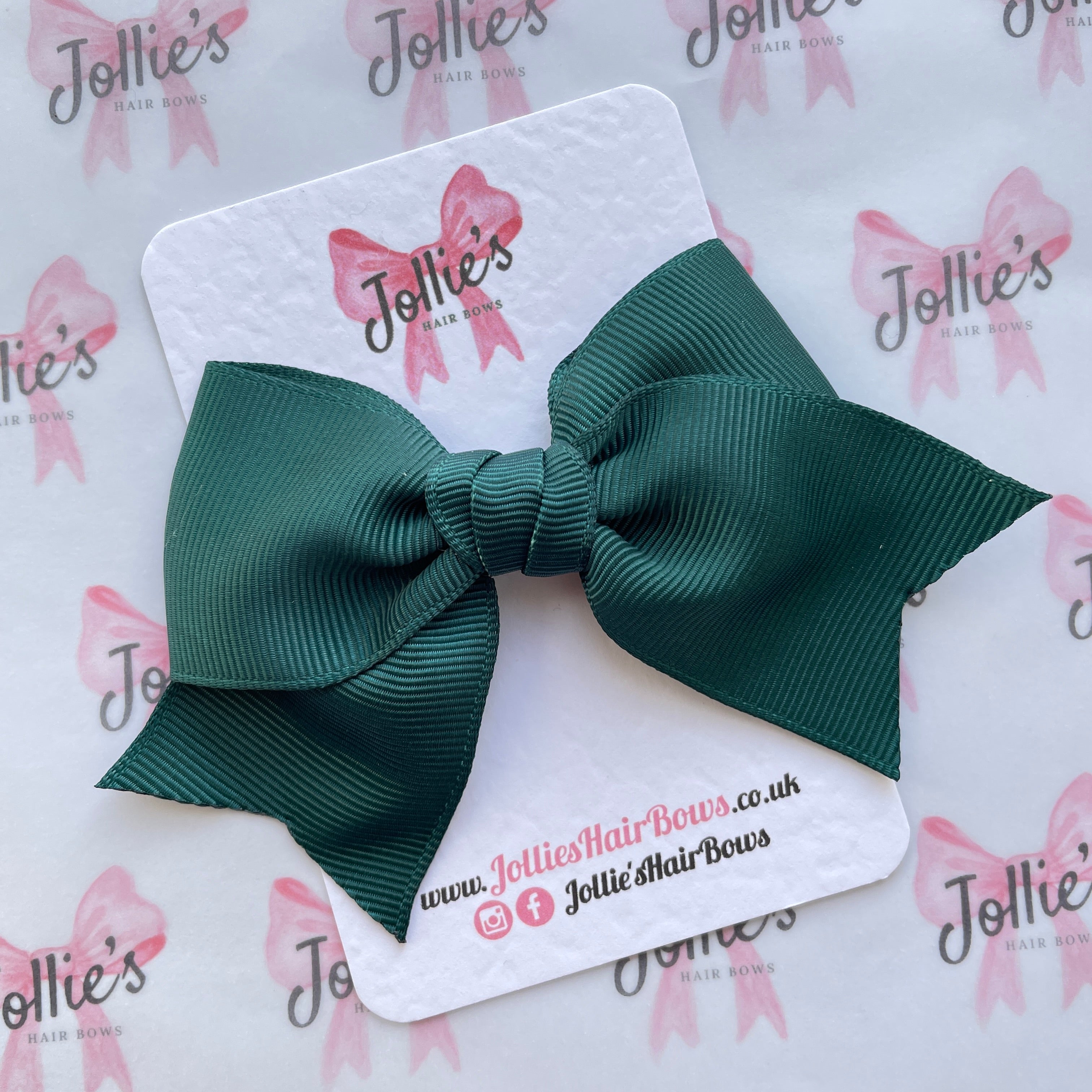 4inch Ribbon Bow with Clip - Spruce