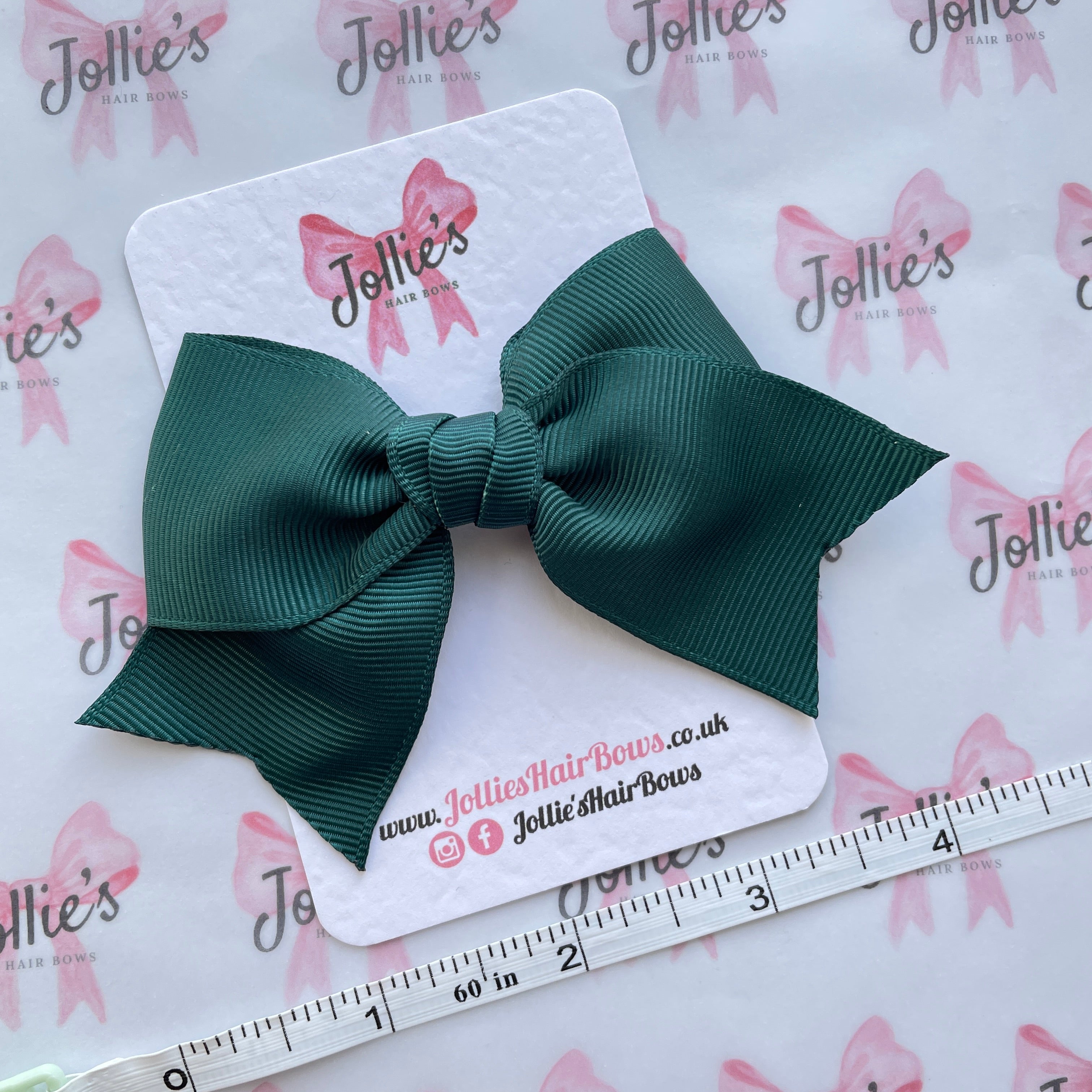 4inch Ribbon Bow with Clip - Spruce